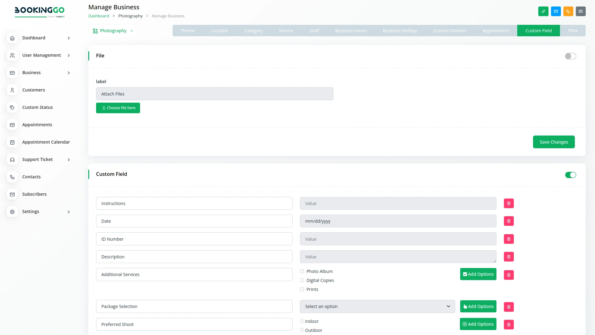 Additional Custom Field – BookingGo SaaS Add-On