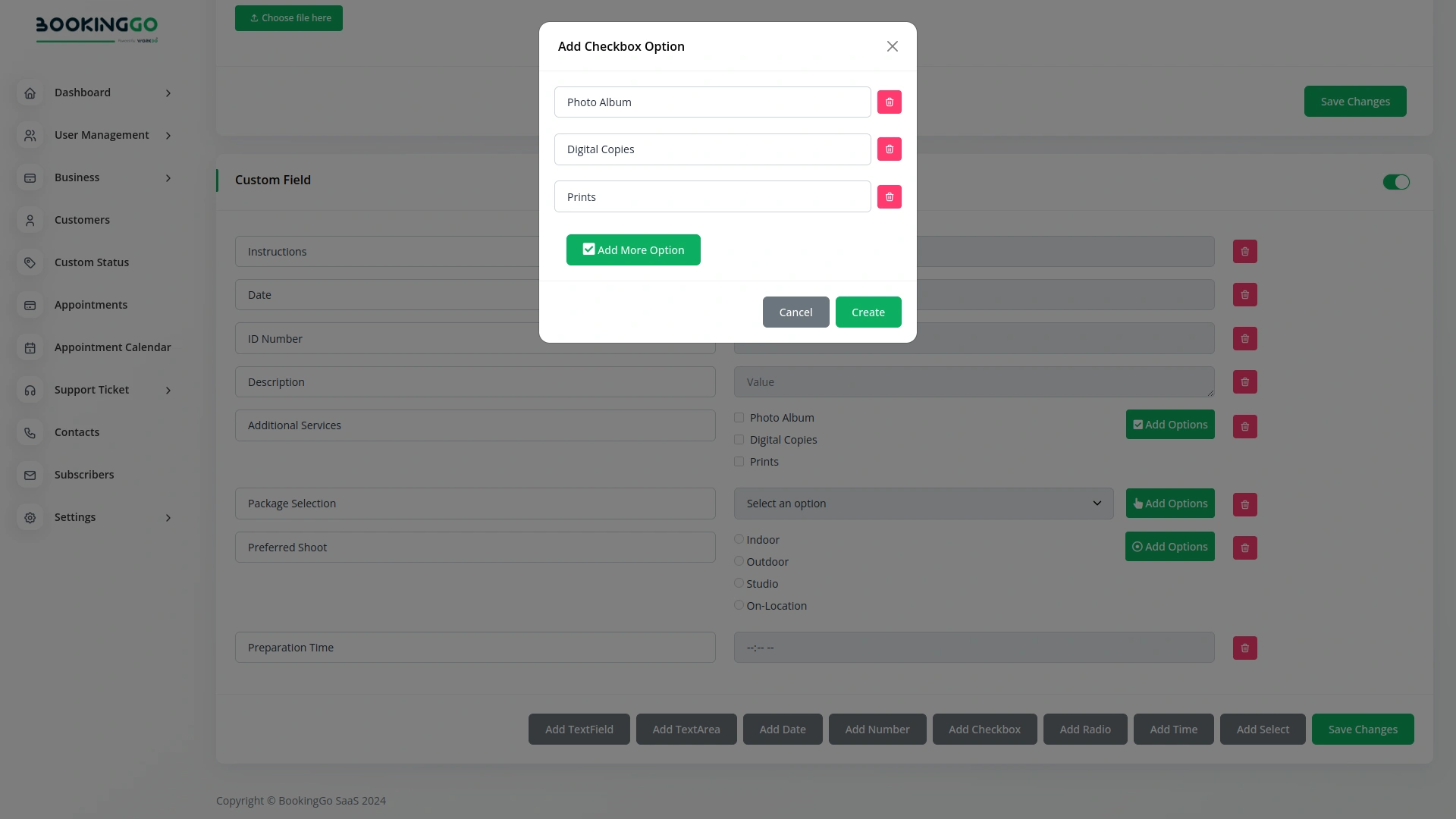 Additional Custom Field – BookingGo SaaS Add-On
