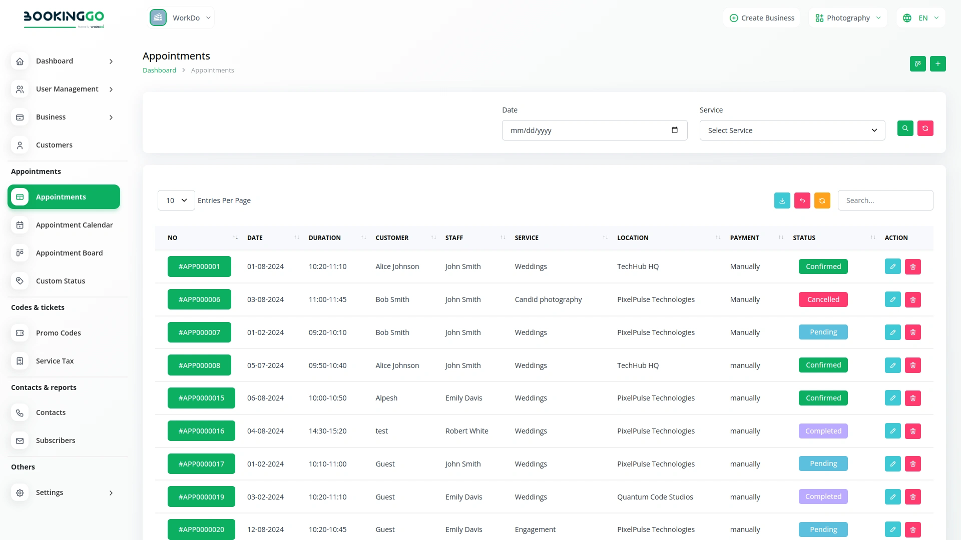Appointment Kanban Board – BookingGo SaaS Add-On