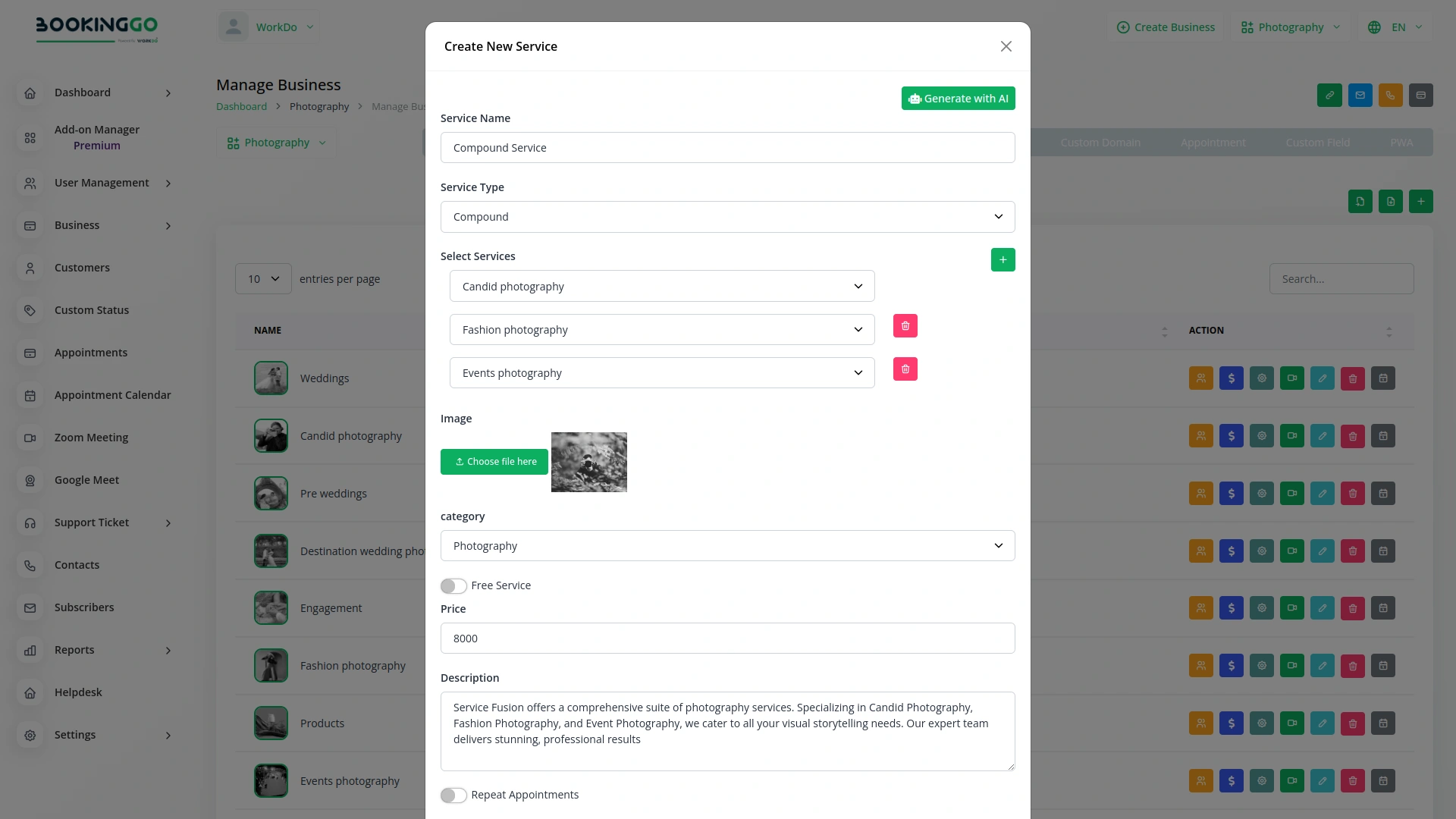 Compound Service – BookingGo SaaS Add-On