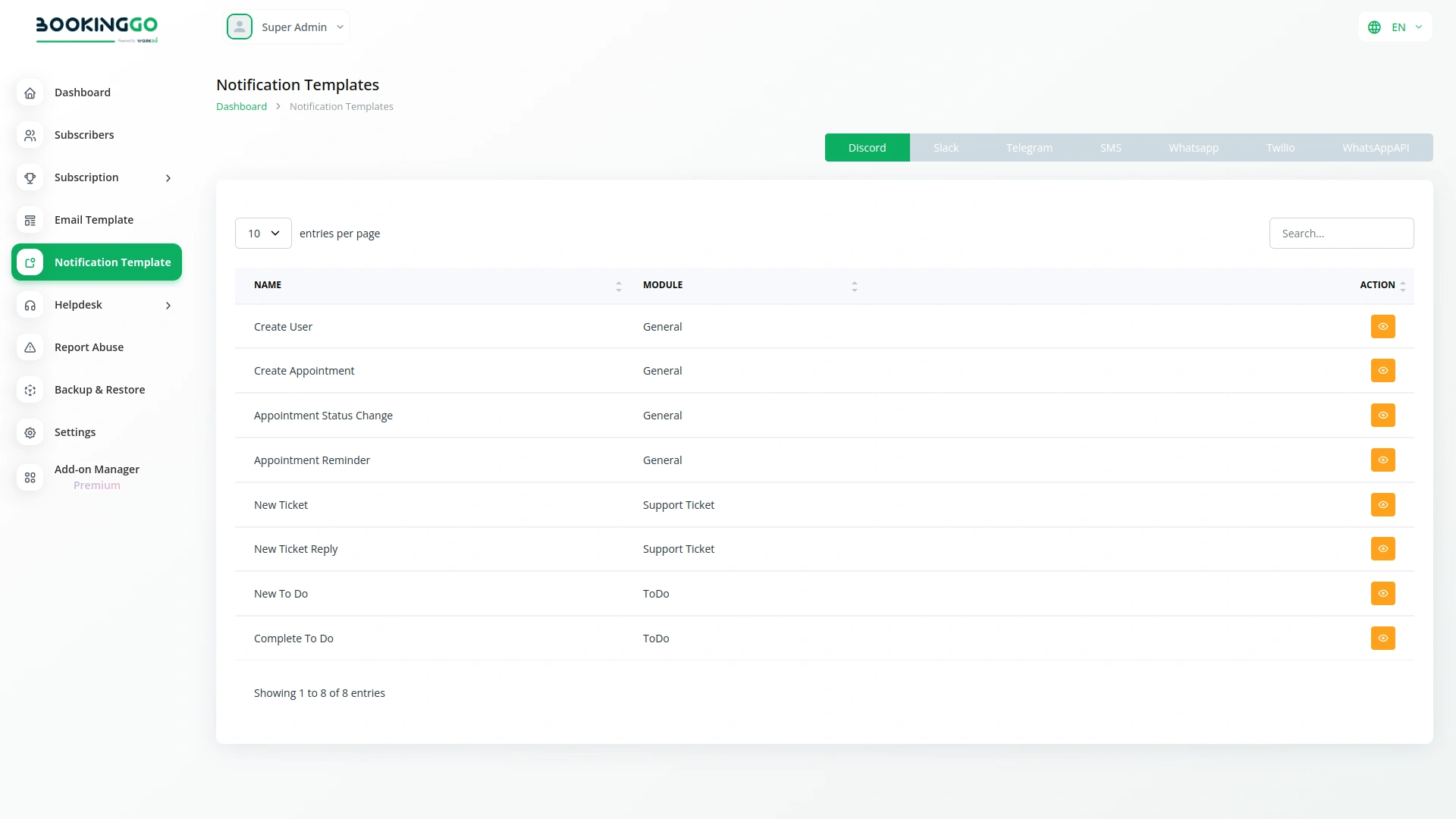 Discord – BookingGo SaaS Add-On