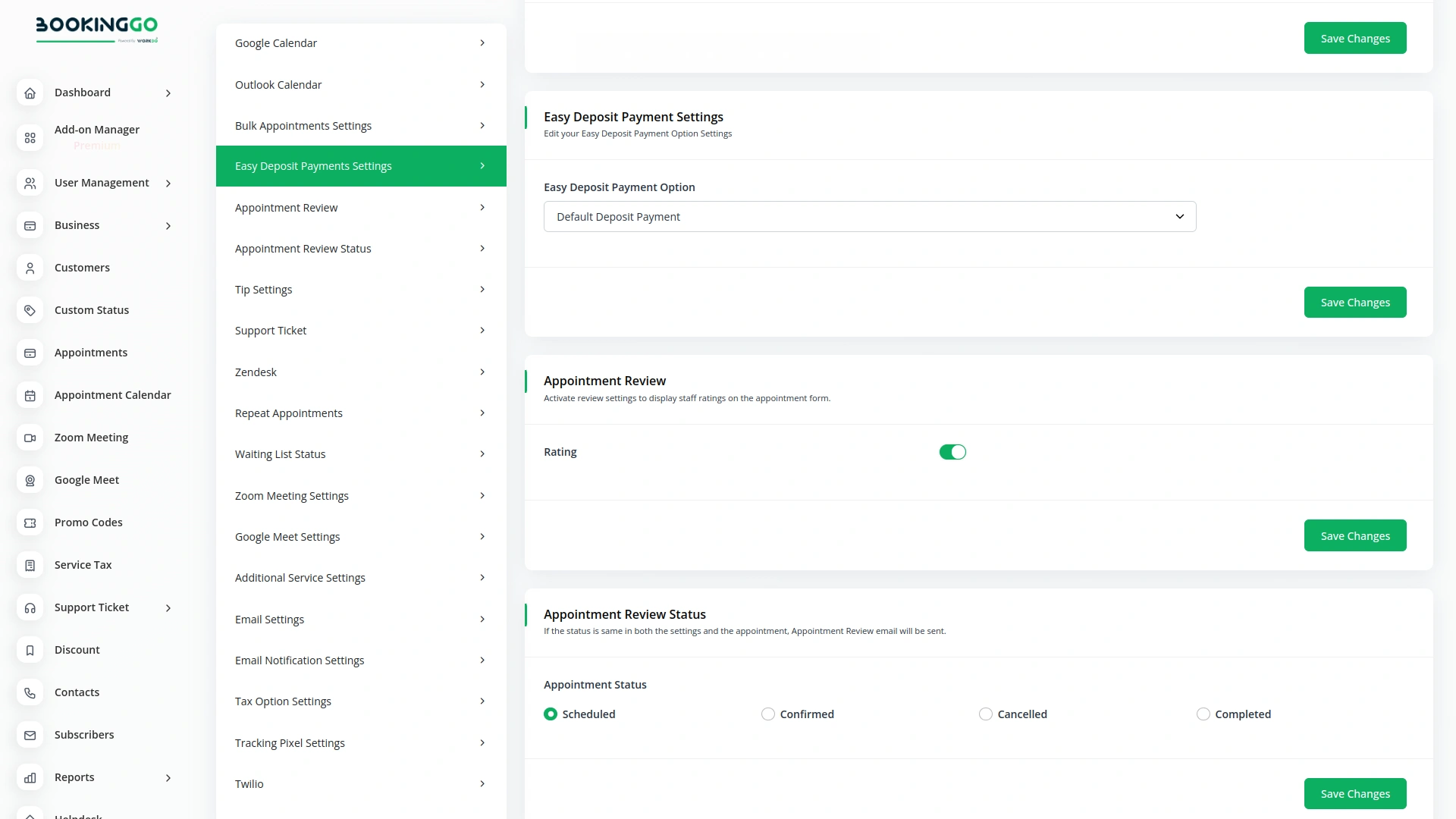 Easy Deposit Payments – BookingGo SaaS Add-On