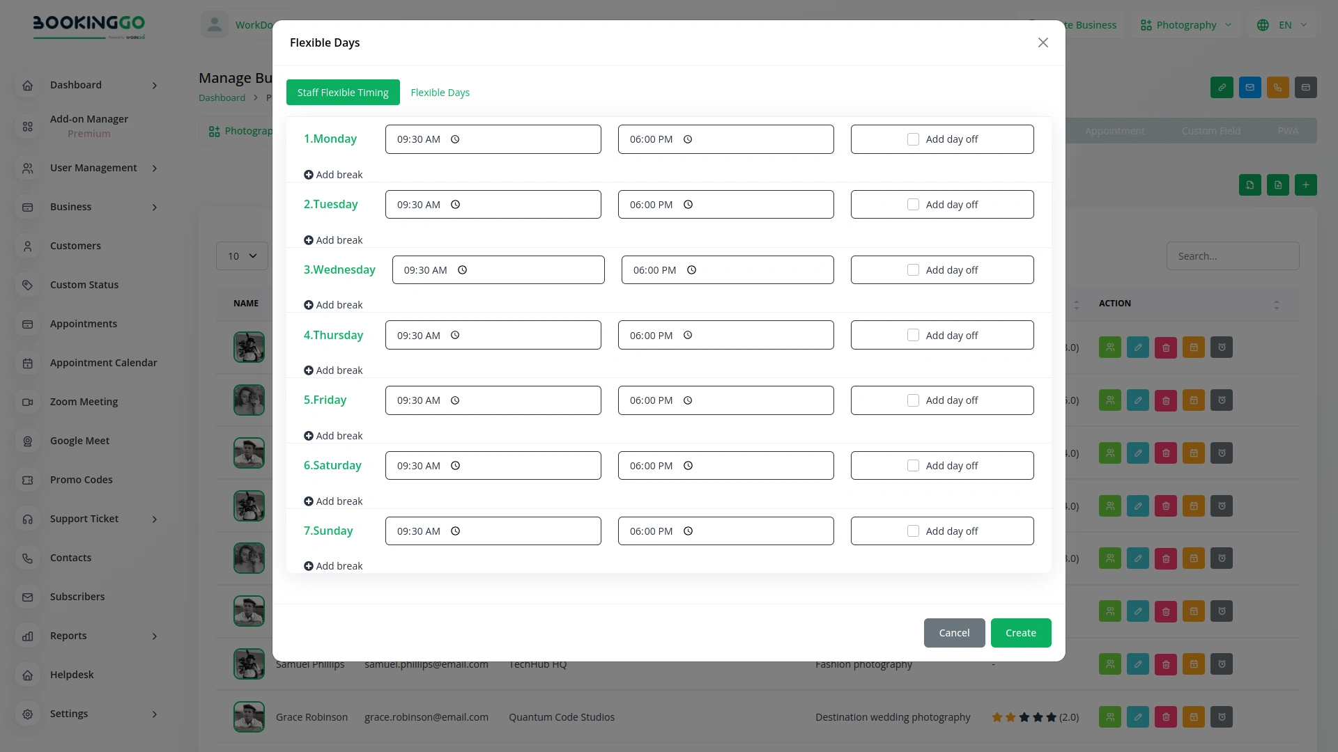 Flexible Days – BookingGo SaaS Add-On
