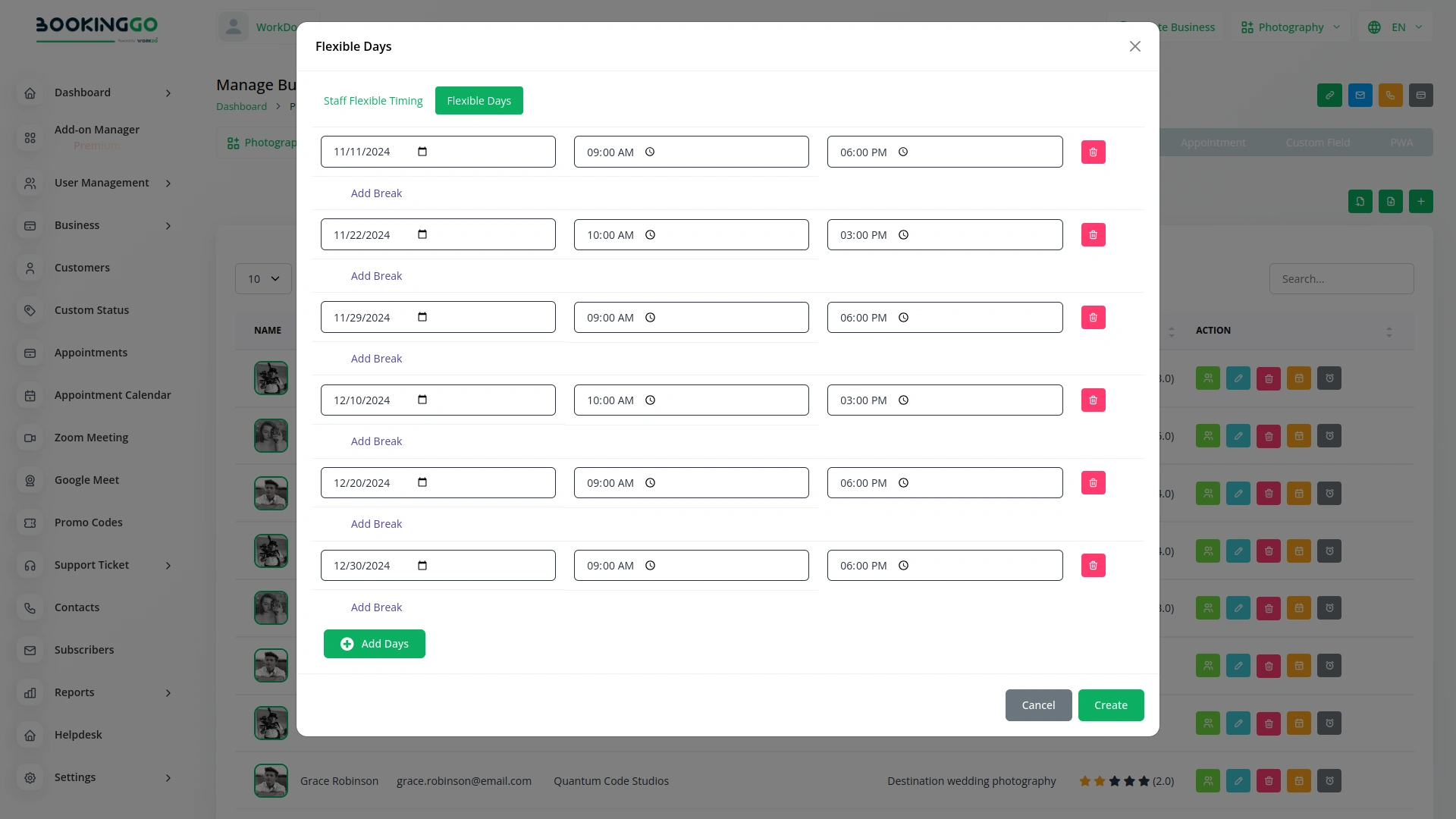 Flexible Days – BookingGo SaaS Add-On