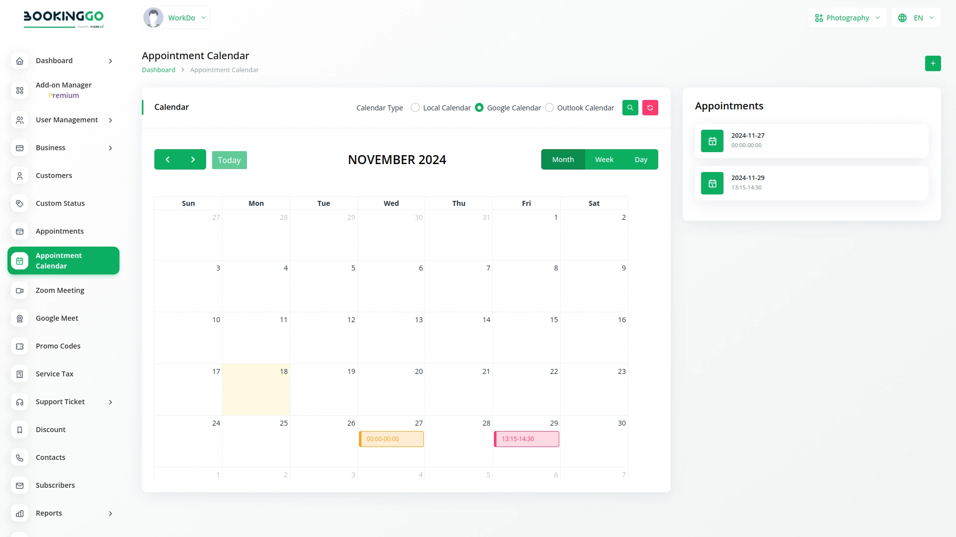 Google Calendar – BookingGo SaaS Add-On