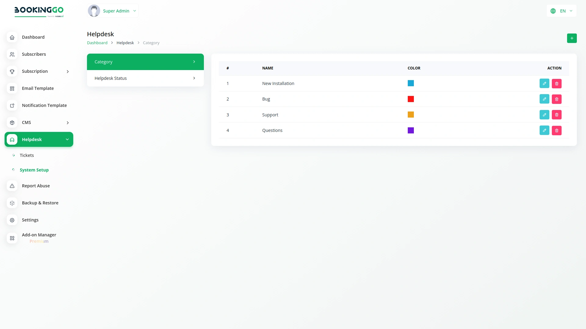 Helpdesk – BookingGo SaaS Add-On