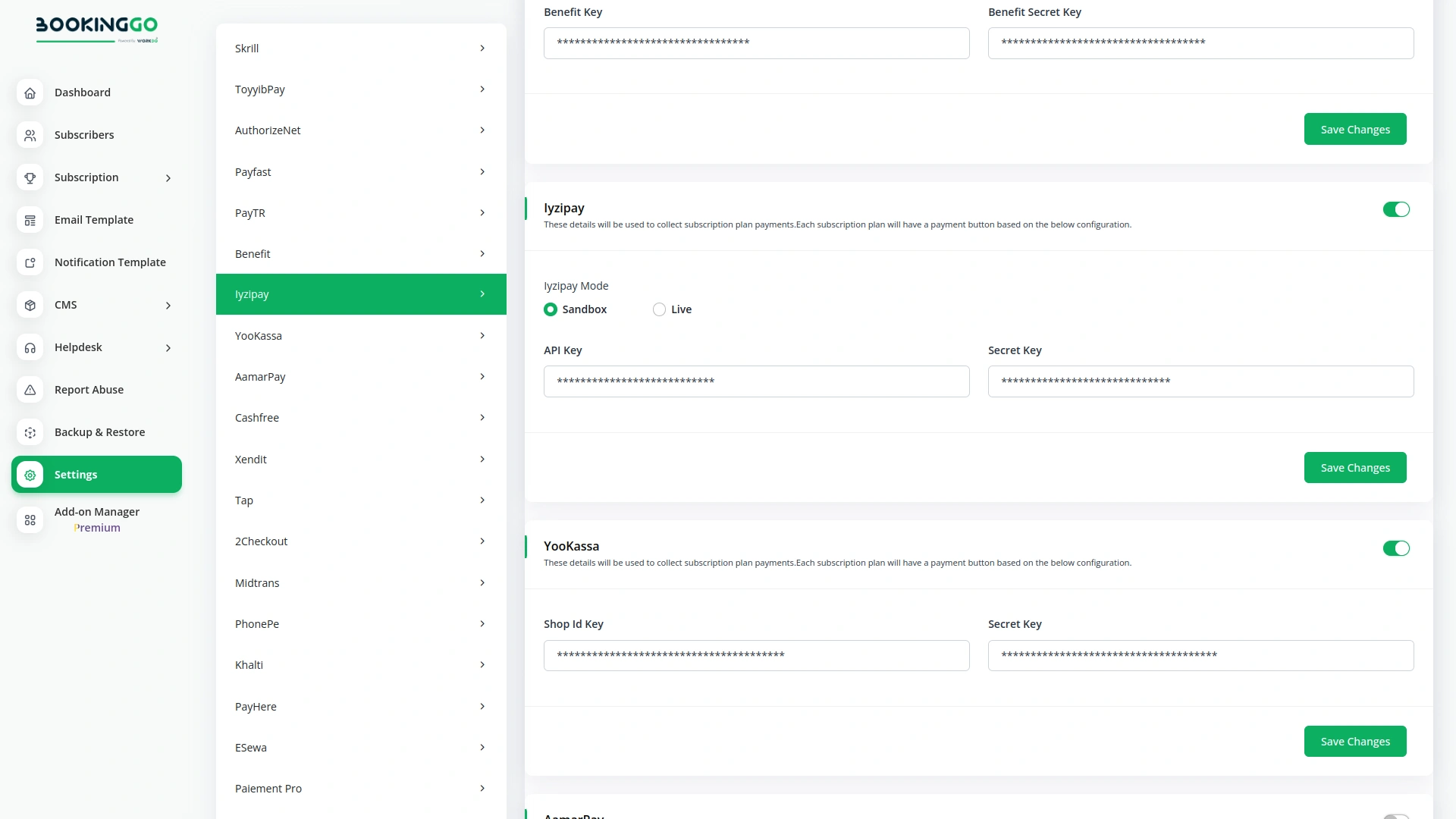 iyzipay – BookingGo SaaS Add-On