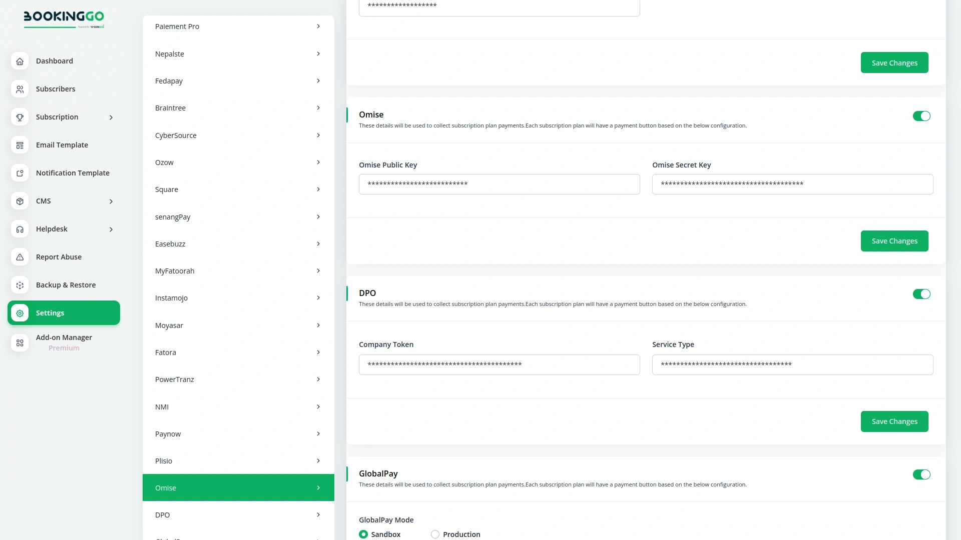 Omise – BookingGo SaaS Add-On