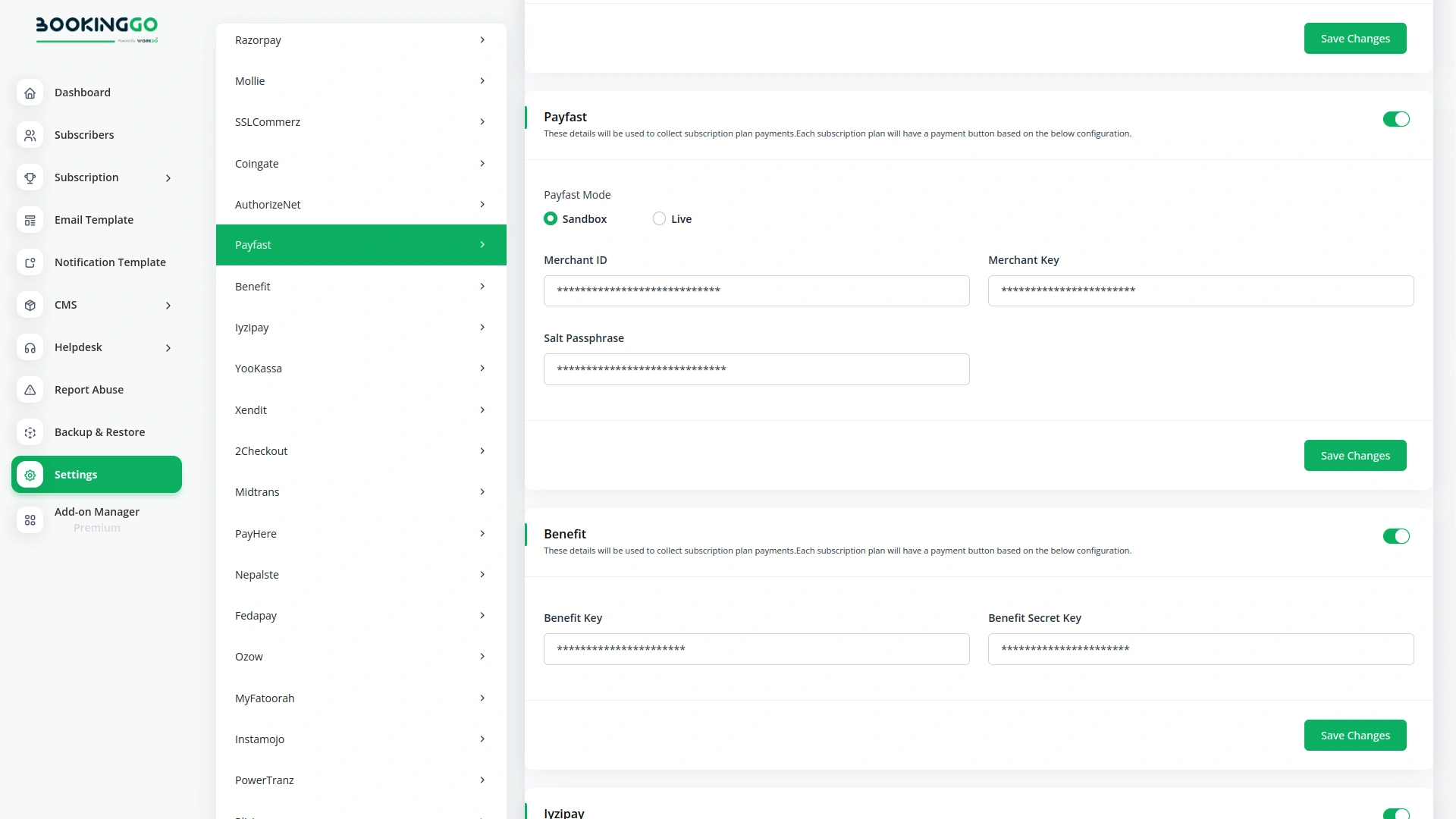 Payfast – BookingGo SaaS Add-On