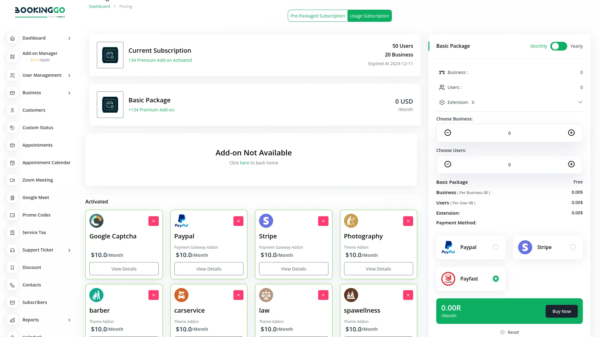 Payfast – BookingGo SaaS Add-On