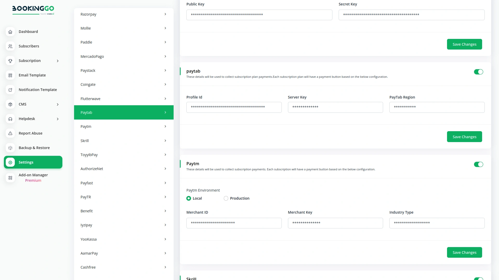 Paytab – BookingGo SaaS Add-On