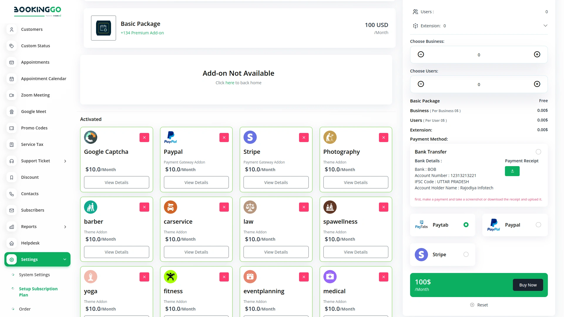Paytab – BookingGo SaaS Add-On