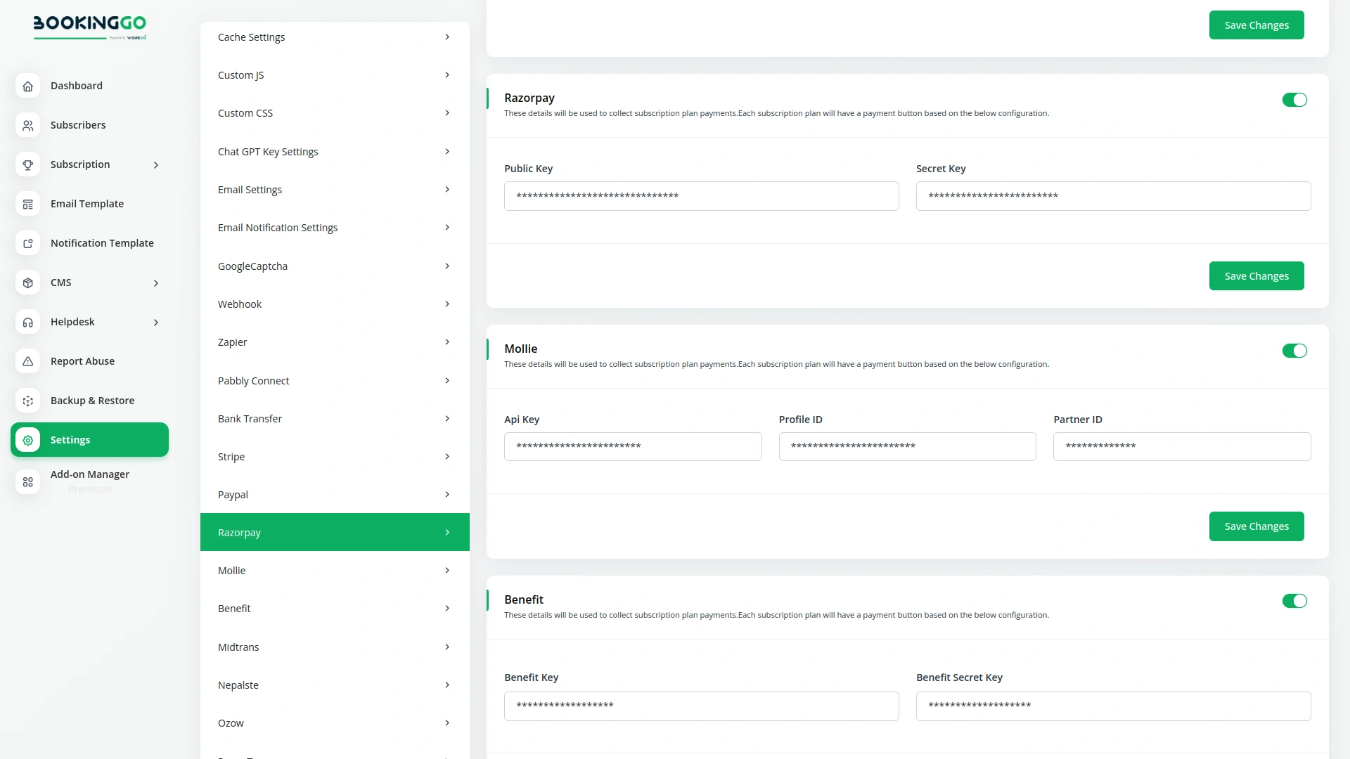 Razorpay – BookingGo SaaS Add-On