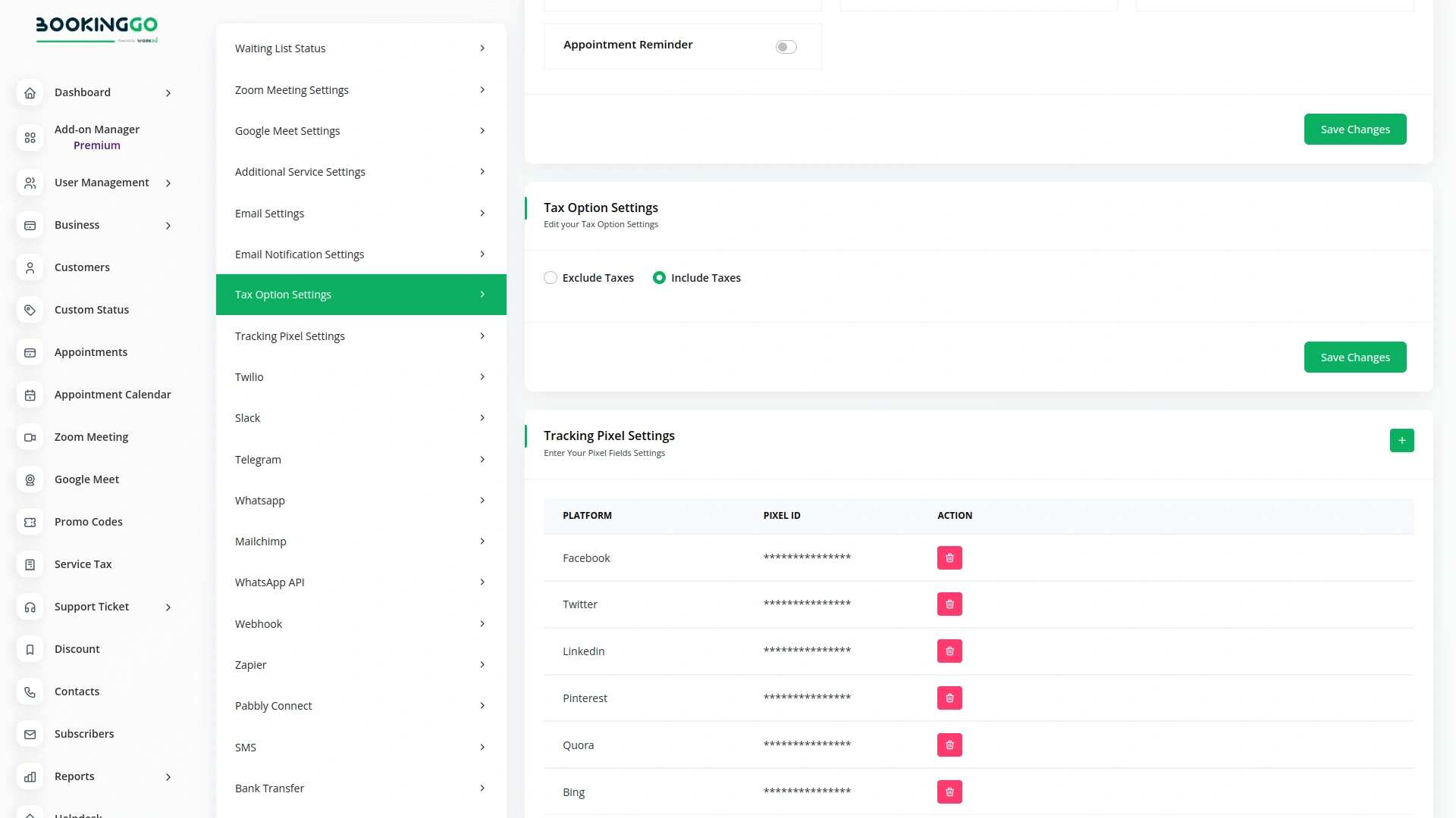 Service Tax – BookingGo SaaS Add-On