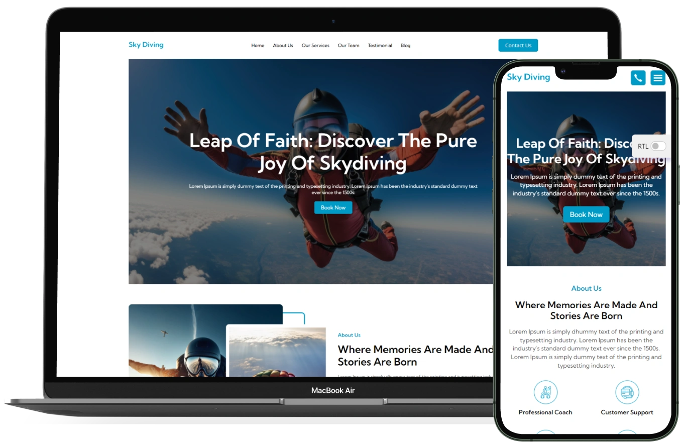 SkyDiving – BookingGo SaaS Add-On