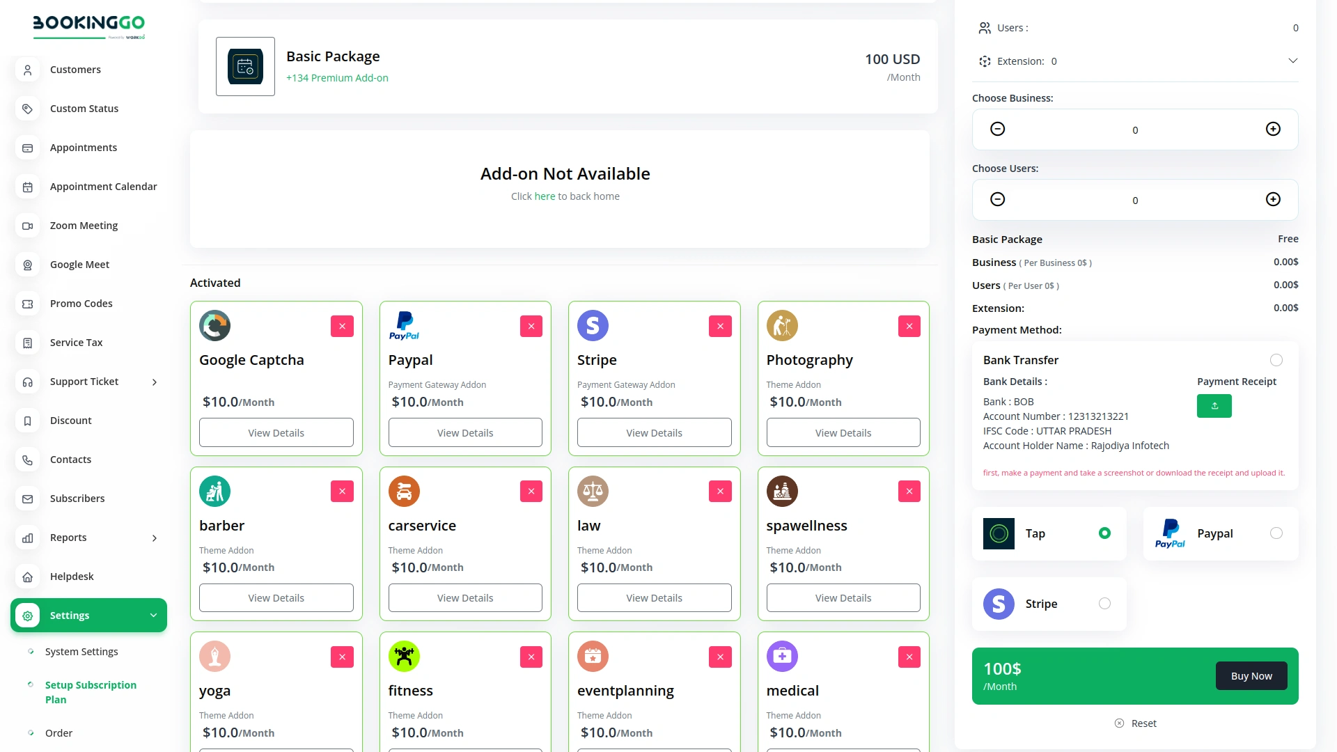 Tap – BookingGo SaaS Add-On