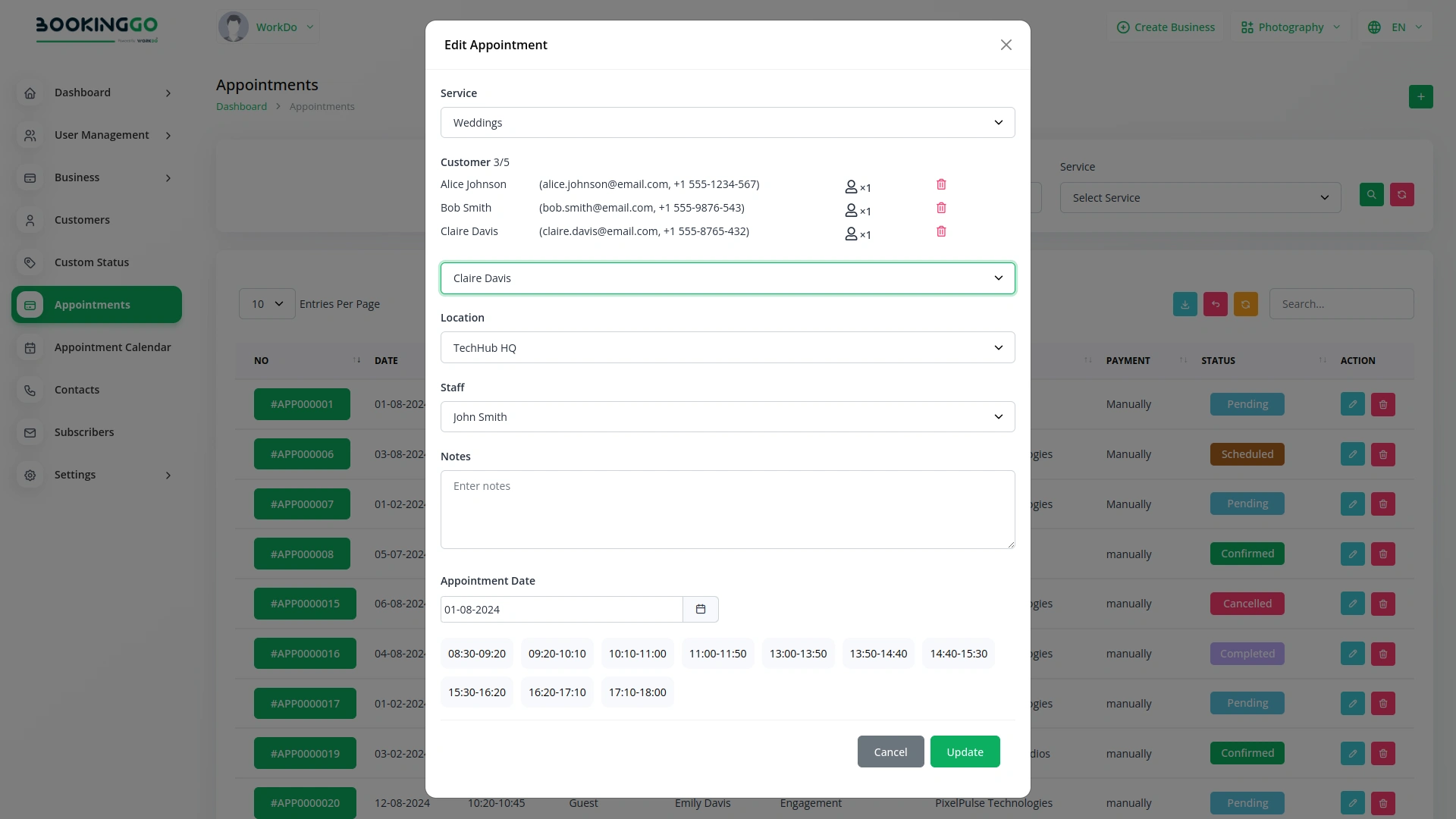 Team Booking – BookingGo SaaS Add-On