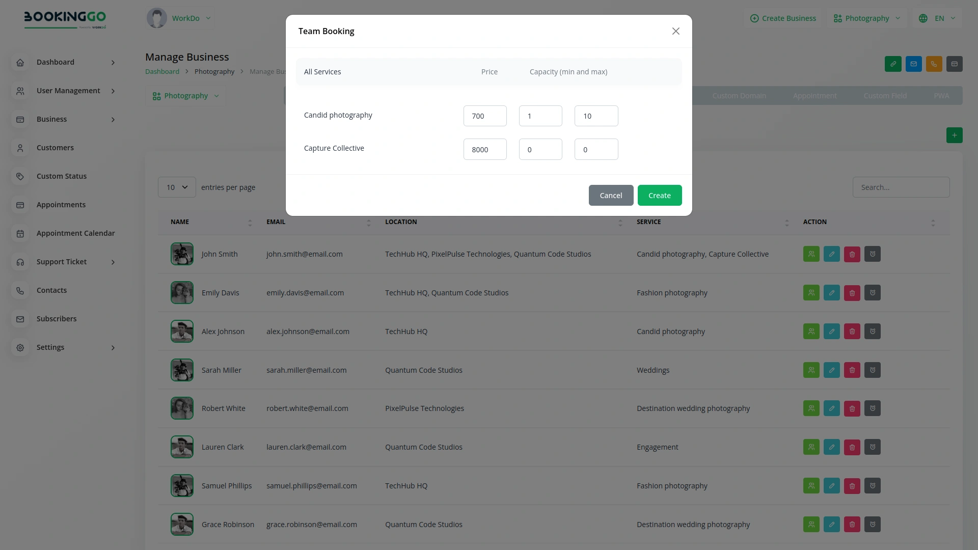 Team Booking – BookingGo SaaS Add-On