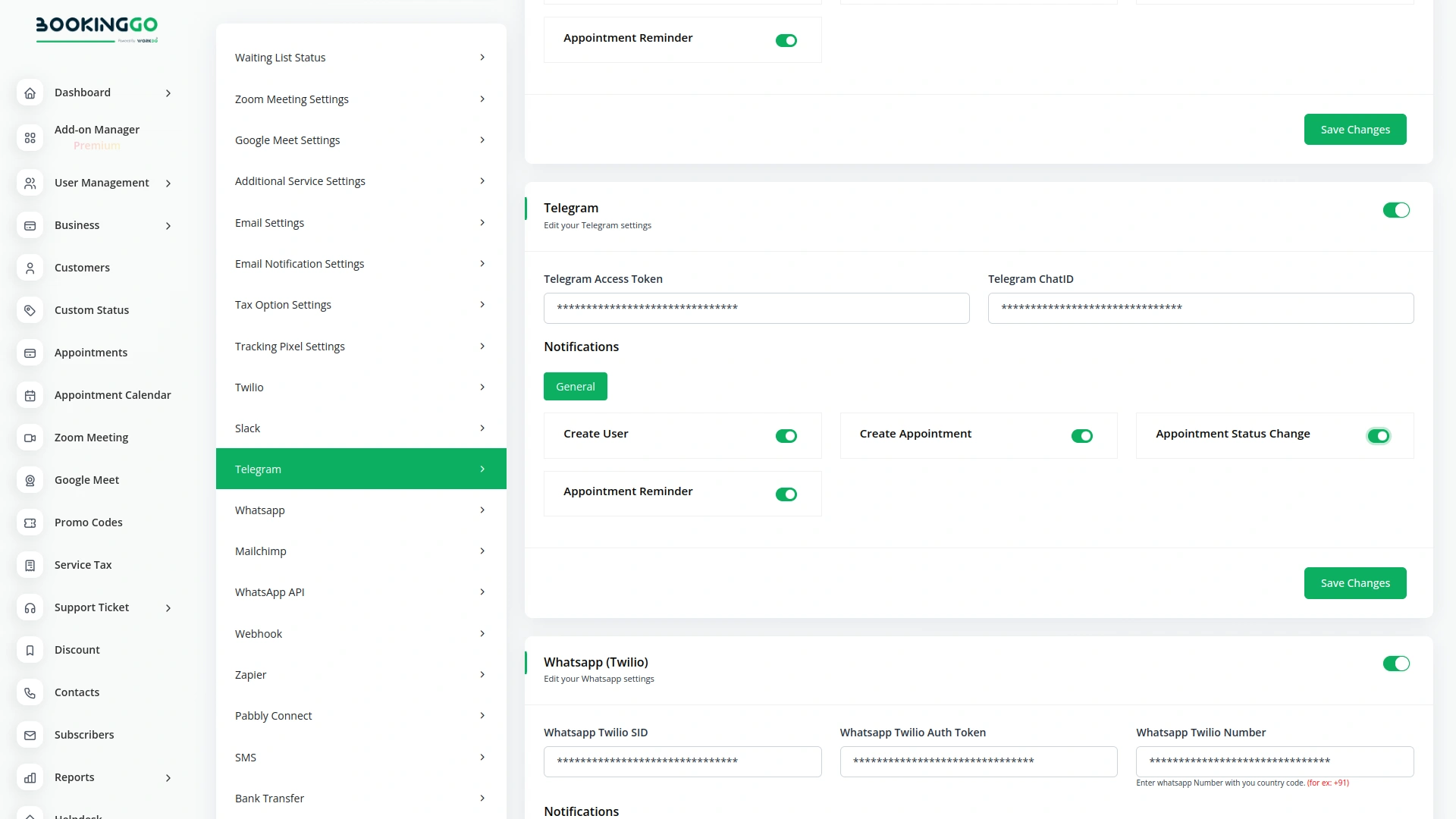 Telegram – BookingGo SaaS Add-On