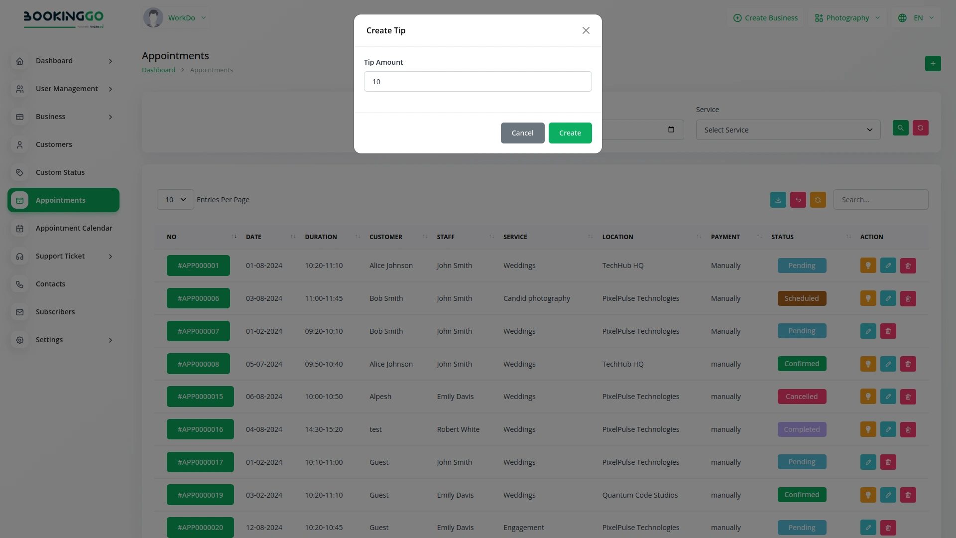 Tip – BookingGo SaaS Add-On