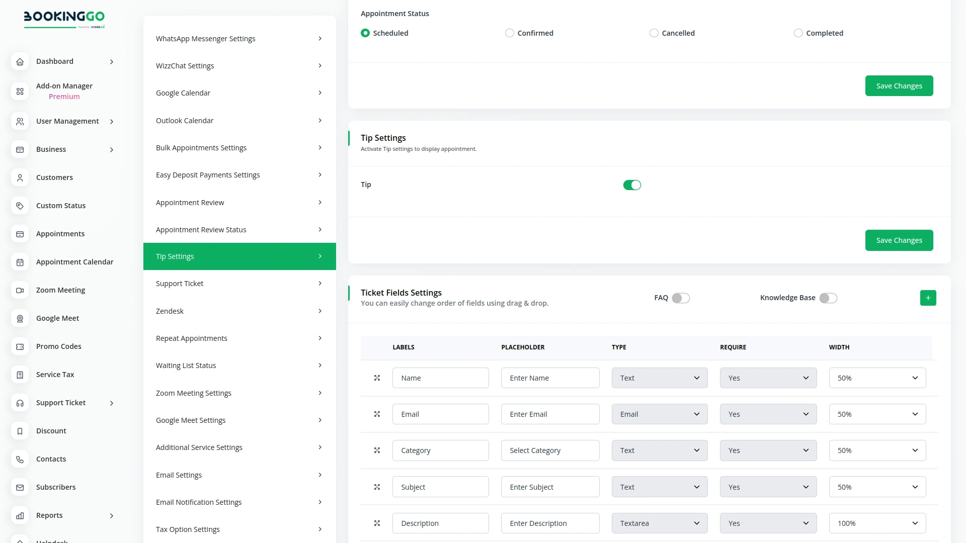 Tip – BookingGo SaaS Add-On