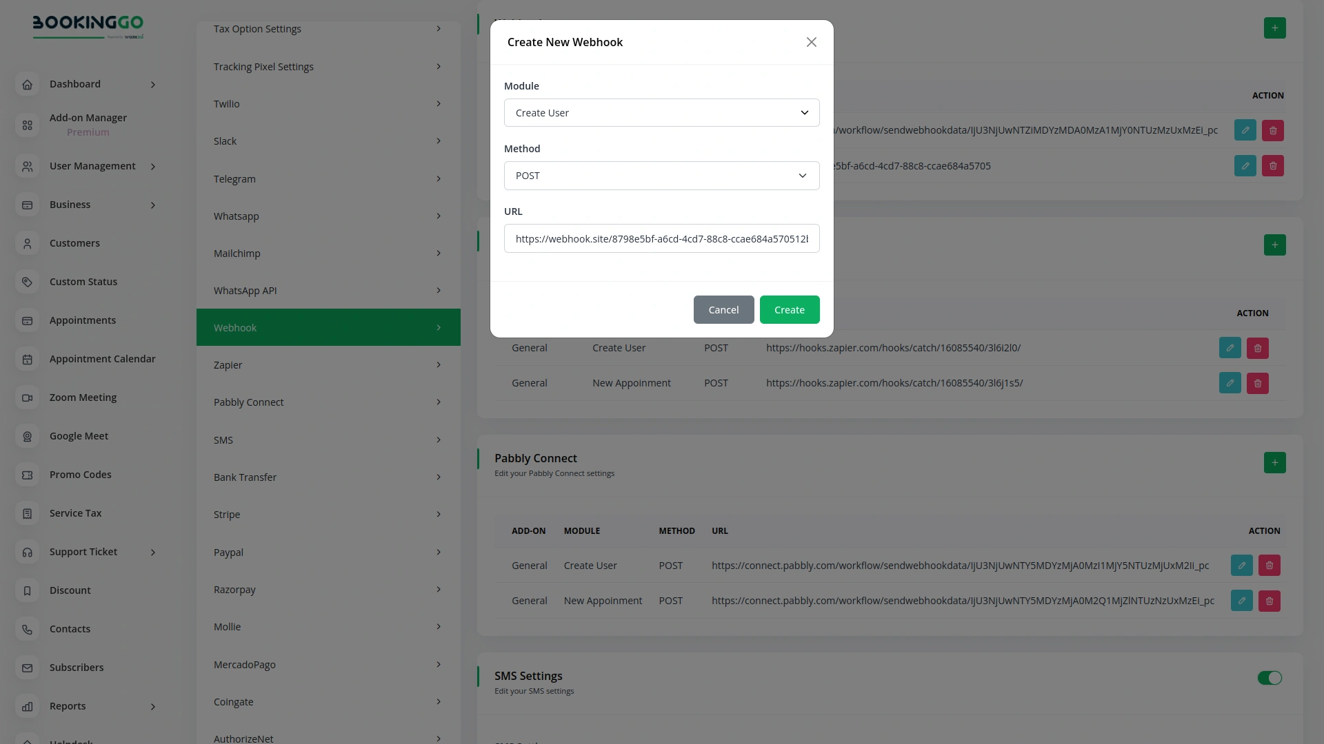 Webhook – BookingGo SaaS Add-On