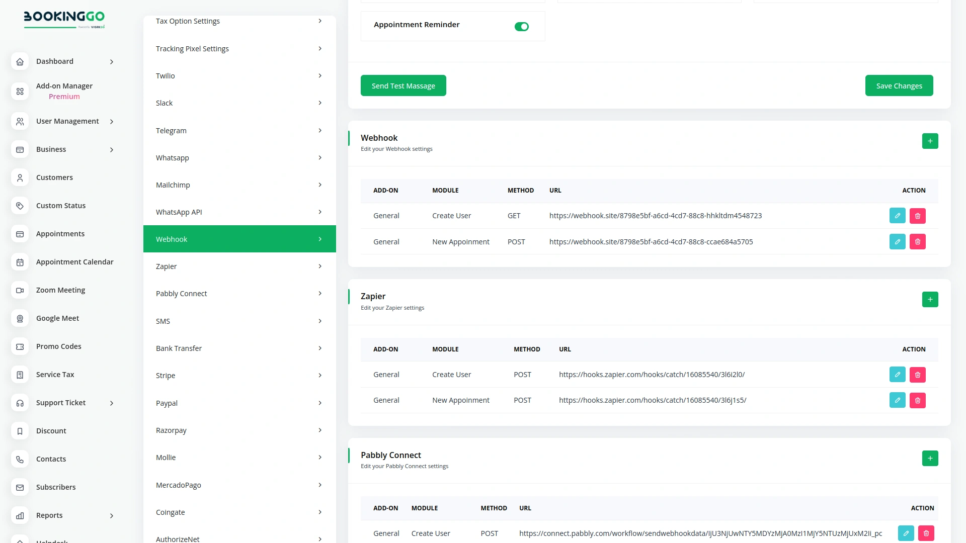 Webhook – BookingGo SaaS Add-On