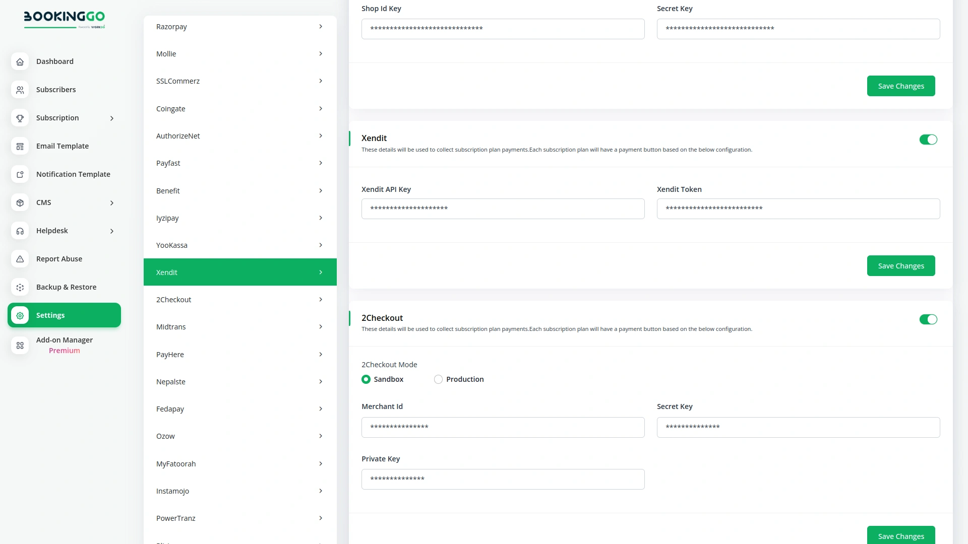 Xendit – BookingGo SaaS Add-On
