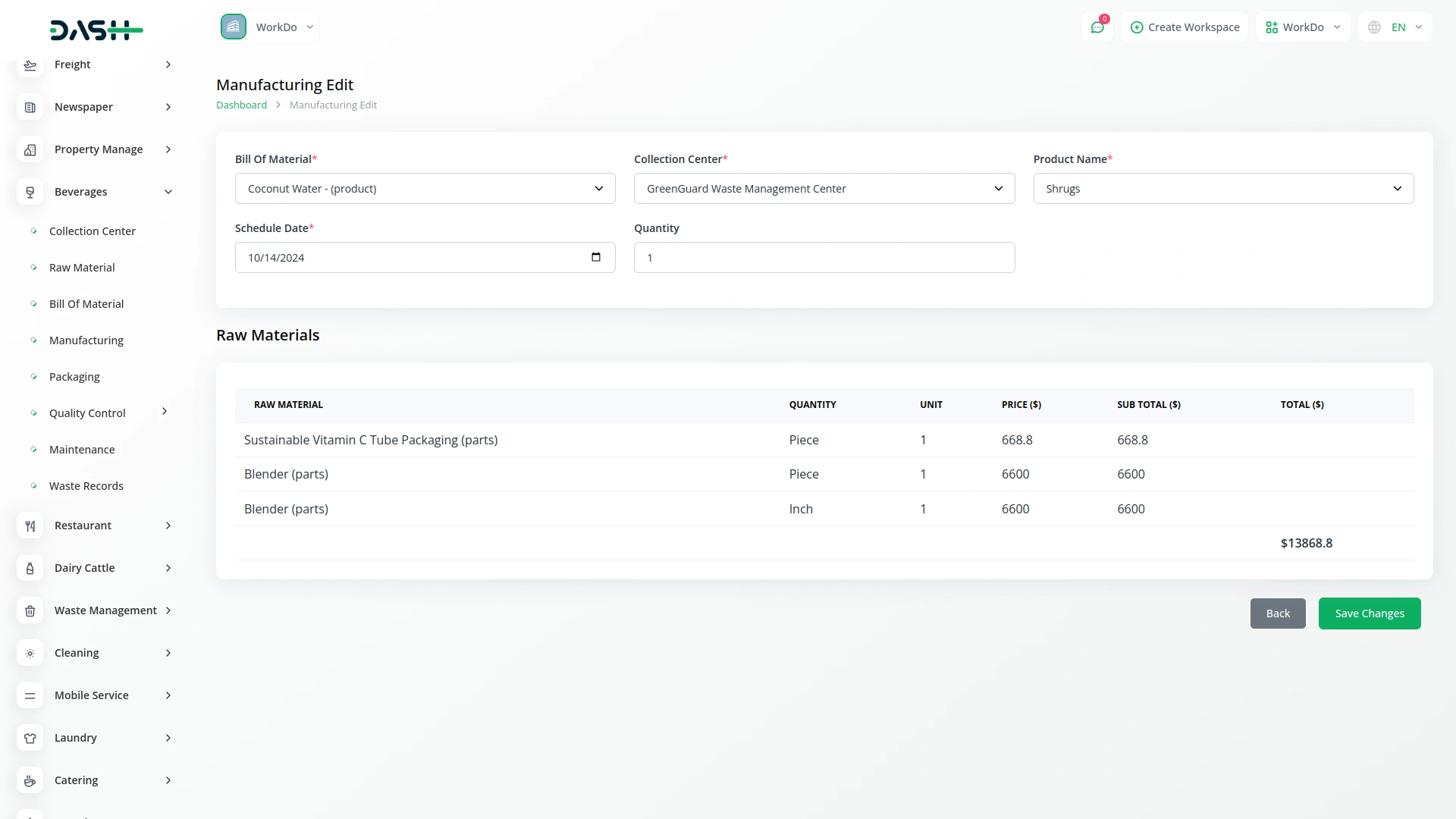 Beverages Production System