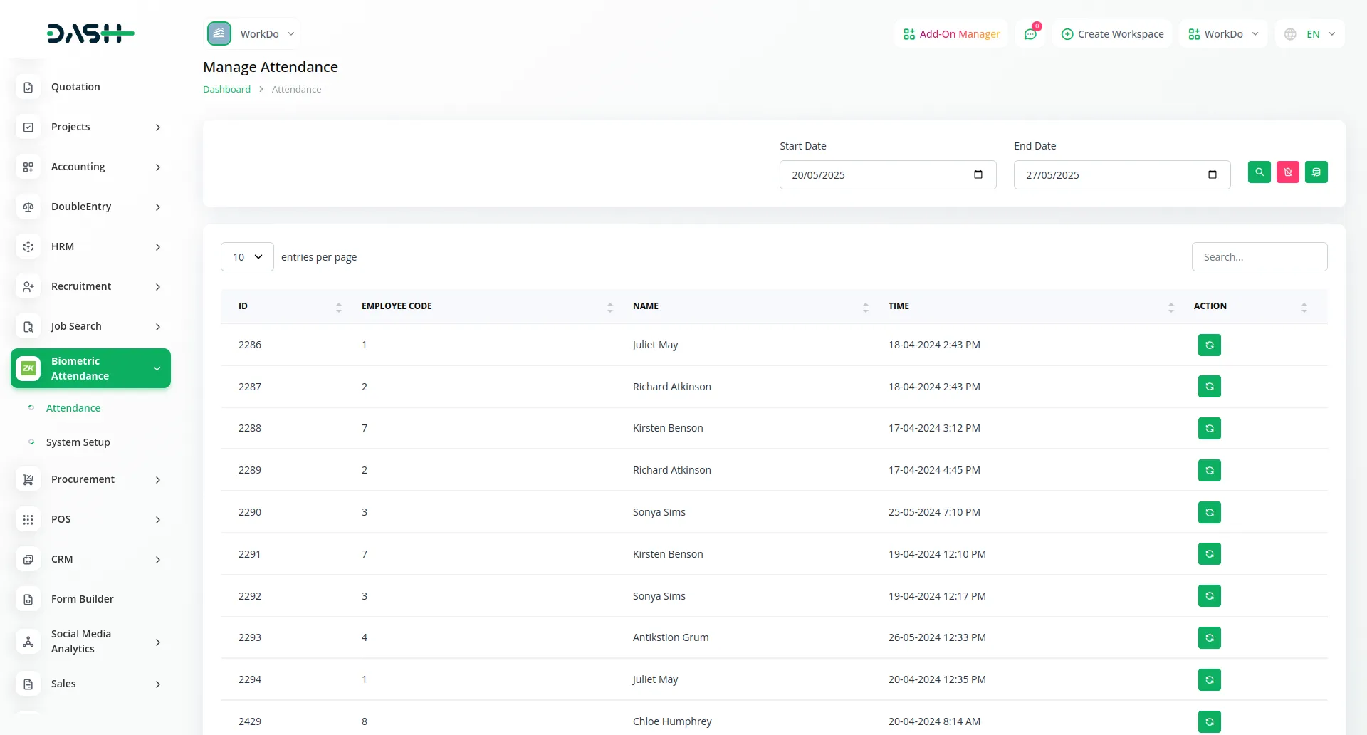 Biometric Attendance