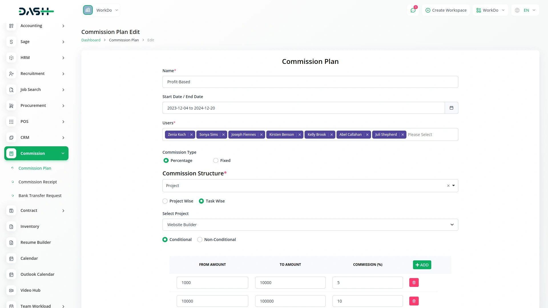 Open-source ERP addon for Commission
