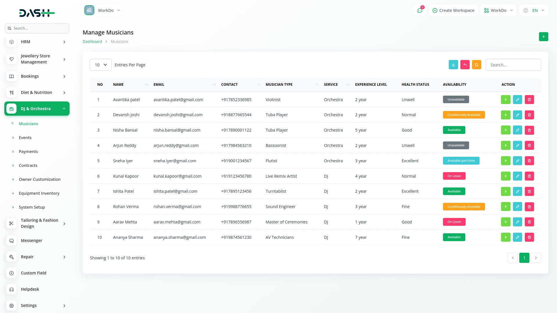 DJ And Orchestra Management