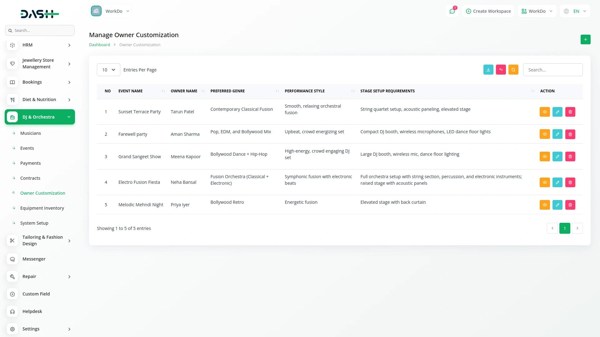 DJ And Orchestra Management