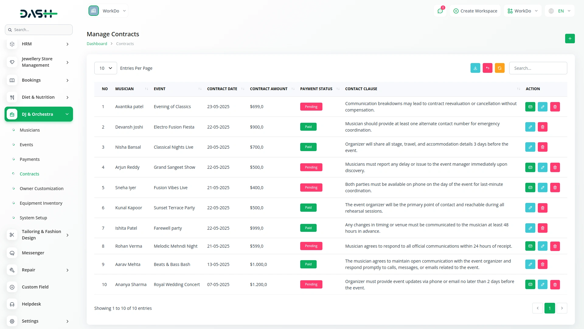 DJ And Orchestra Management