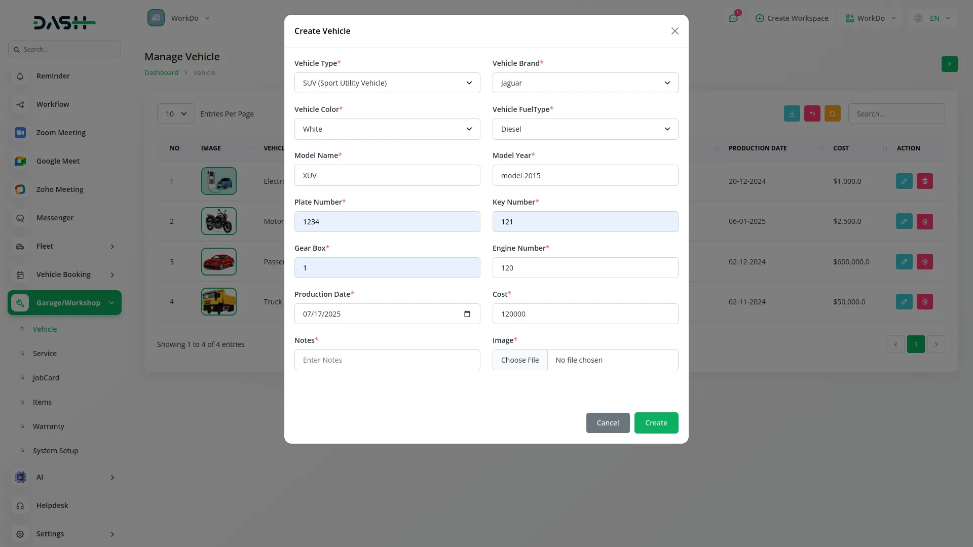 Garage/Workshop Management System