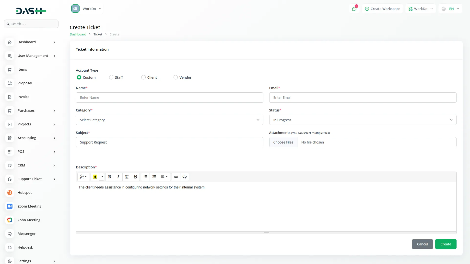 Hubspot Support Ticket
