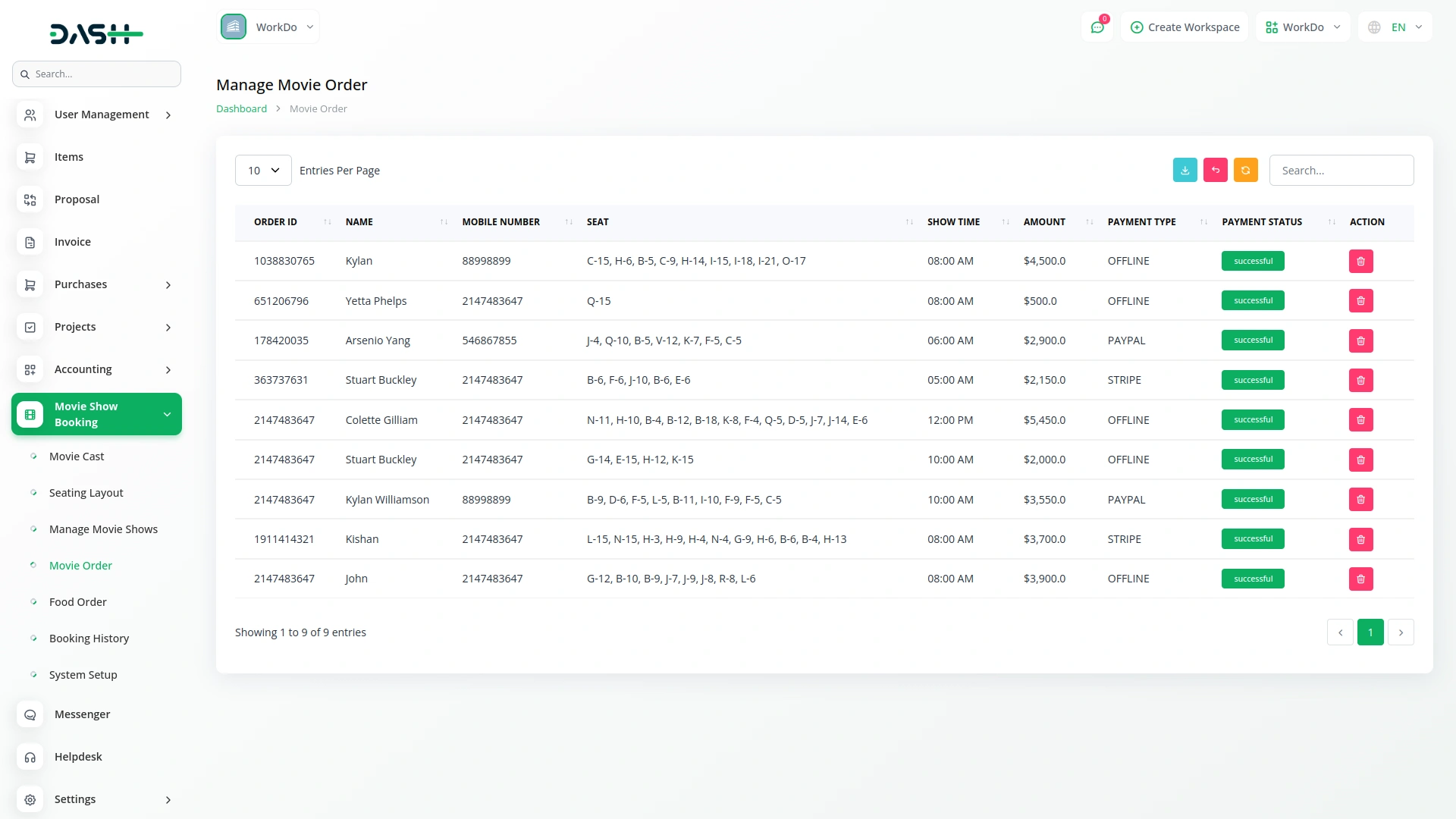 Movie Show Booking System