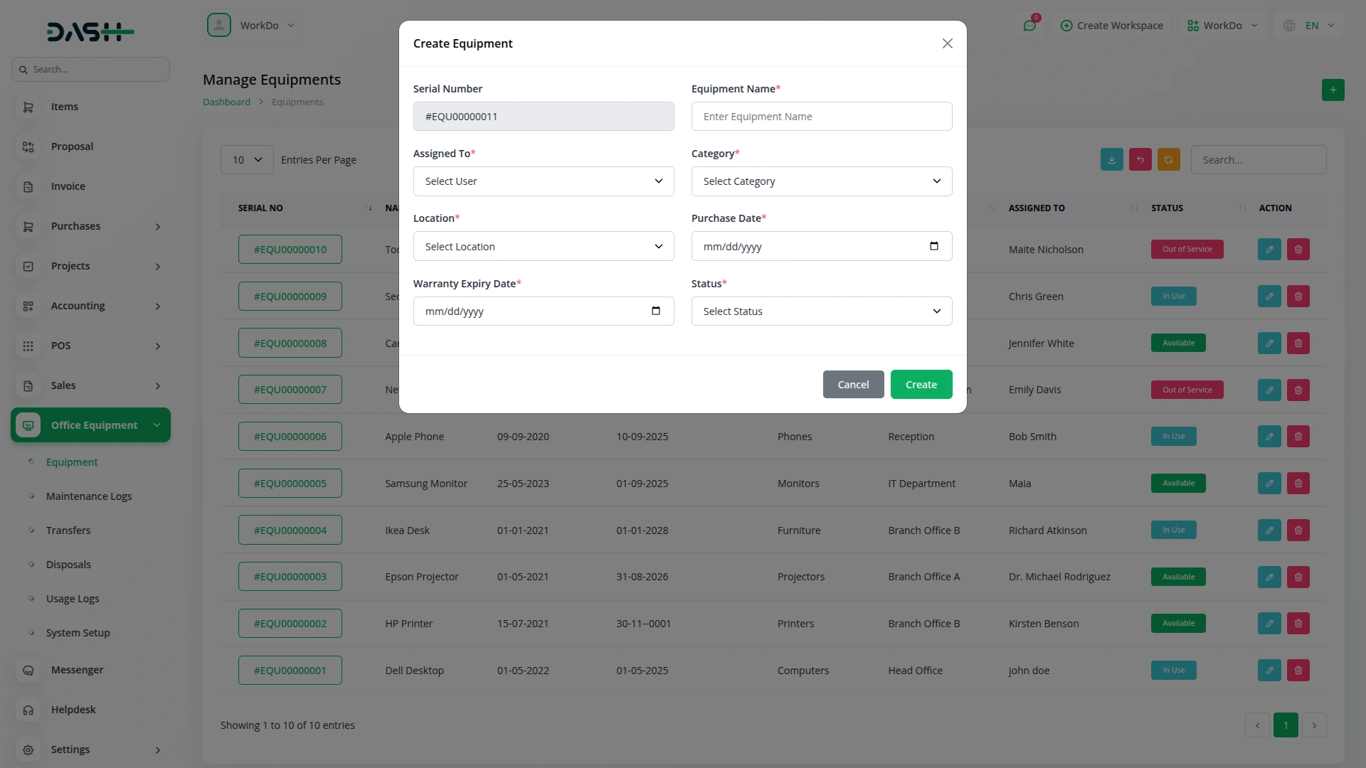 Office Equipment Management