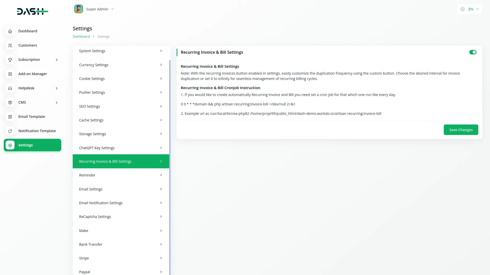 Recurring Invoice/Bill