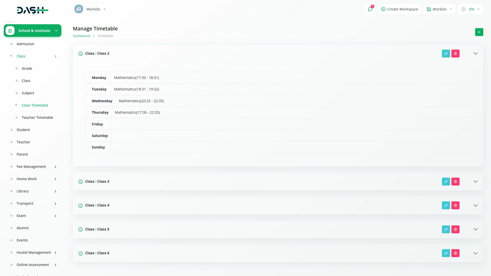 School / Institute Management