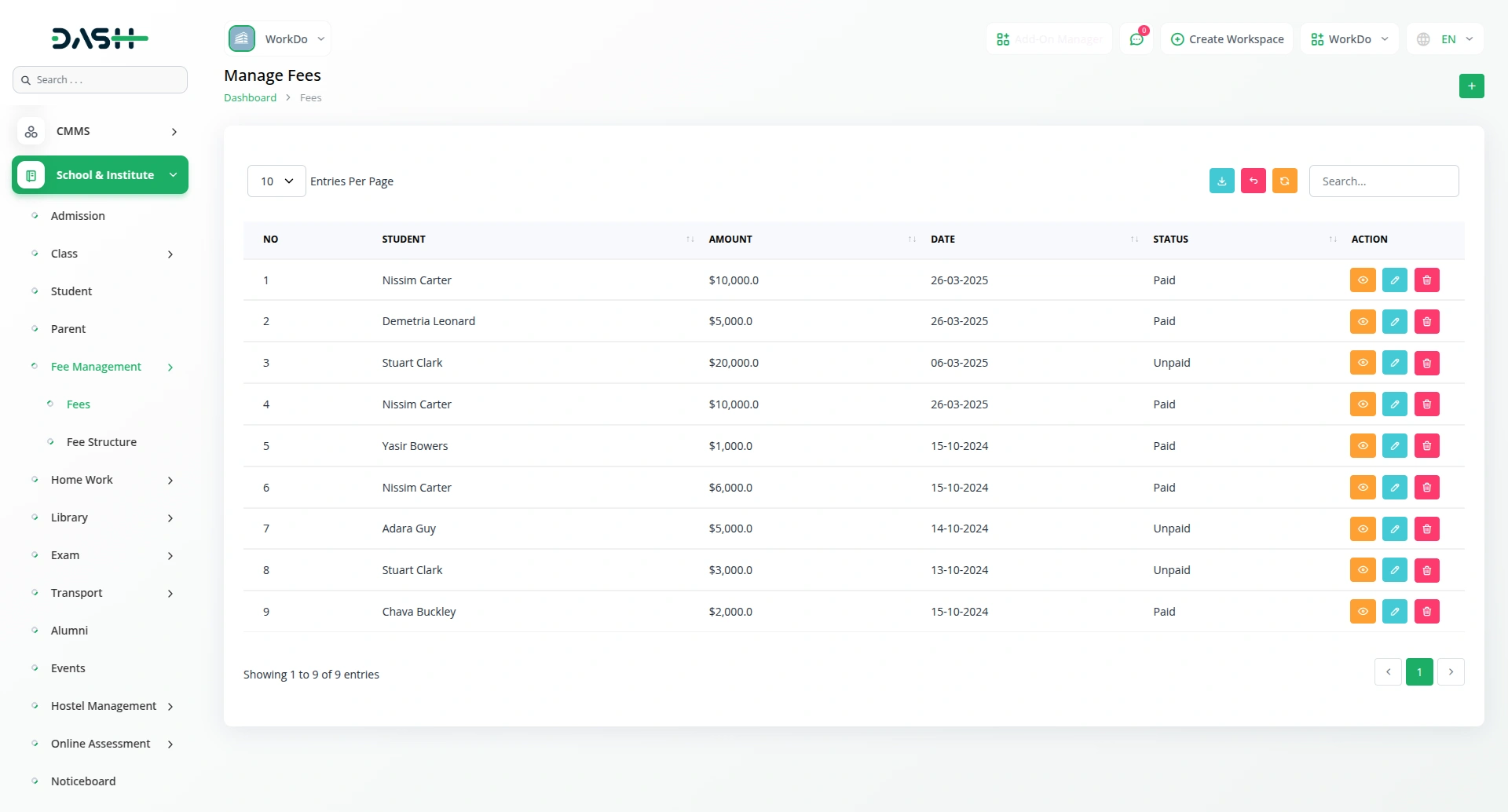 School / Institute Management