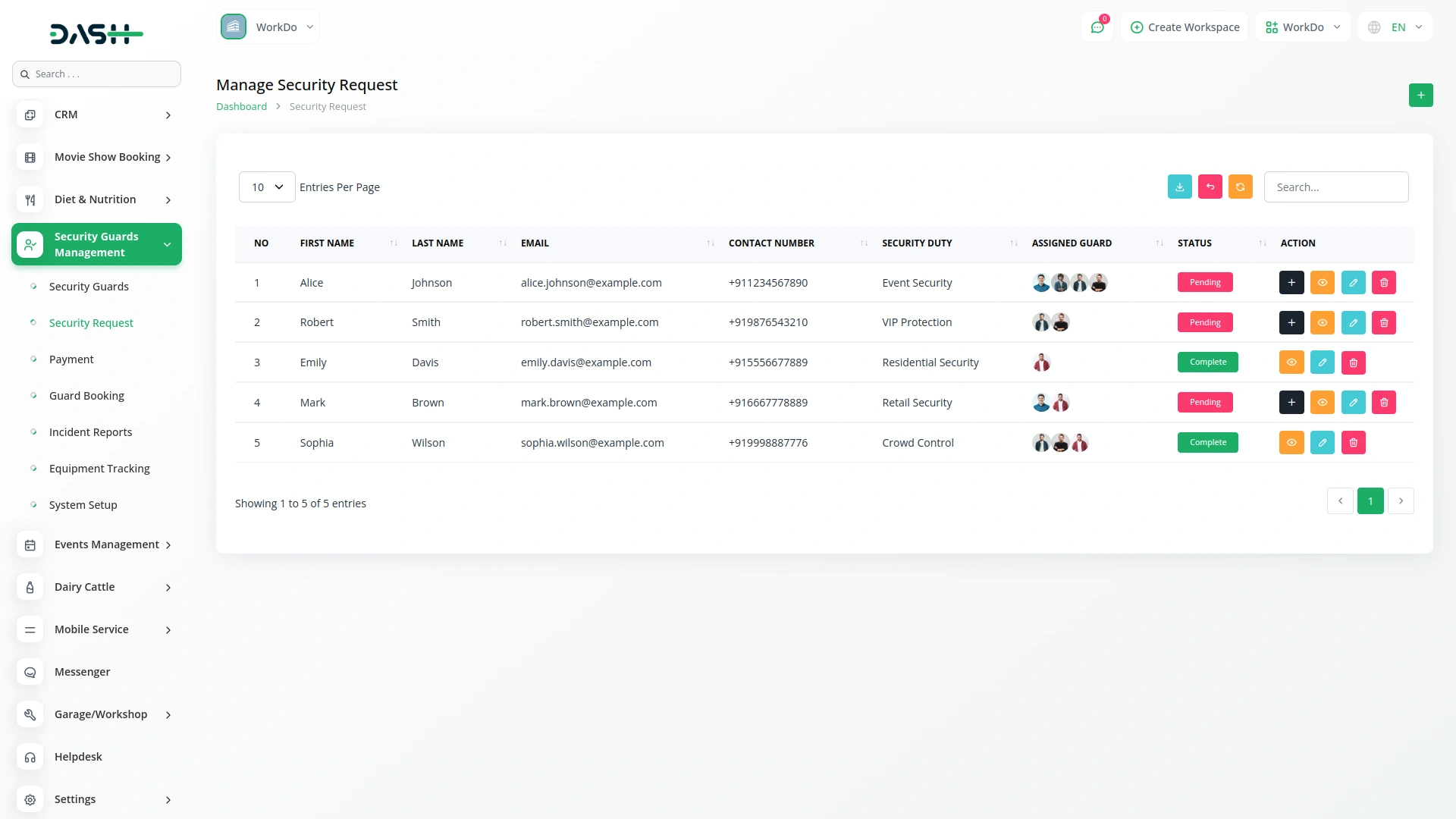 Security Guard Management