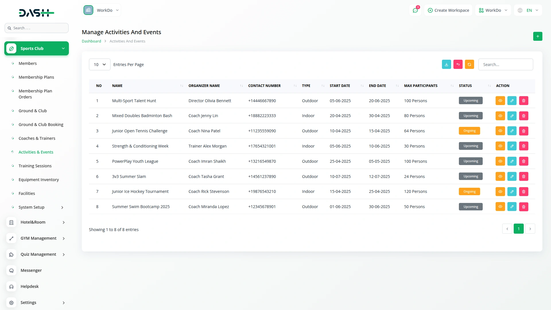 Sports Club & Academy Management
