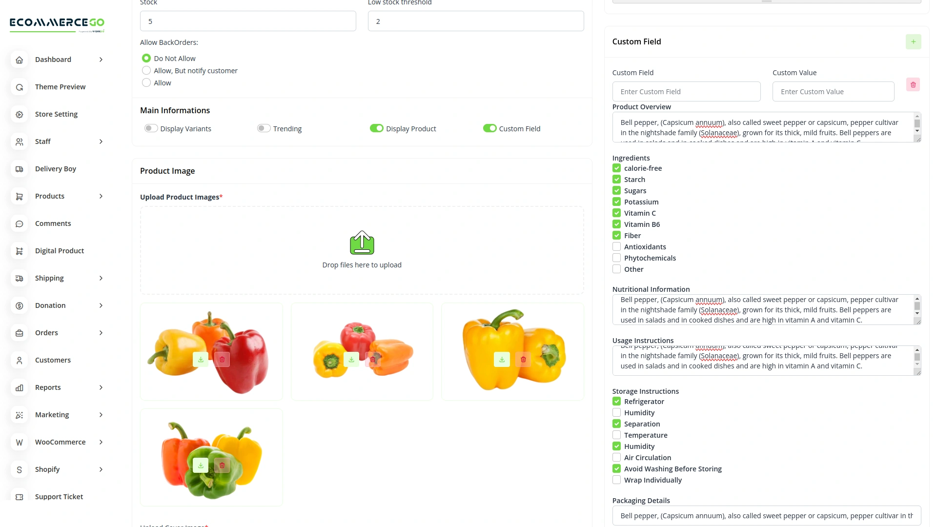 Additional Custom Fields – eCommerceGo Add-On