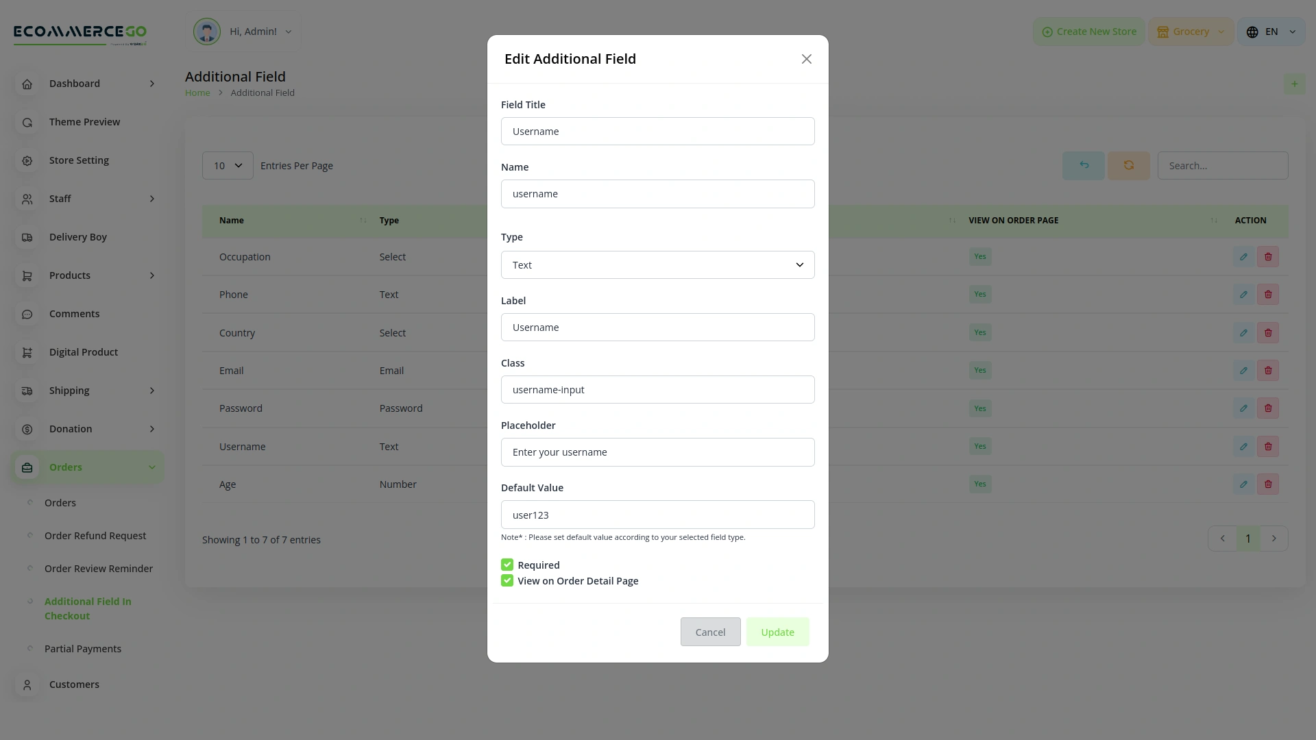 Additional Field in Checkout – eCommerceGo Add-On