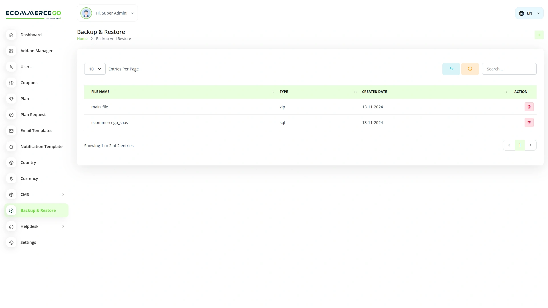Backup & Restore – eCommerceGo Add-On