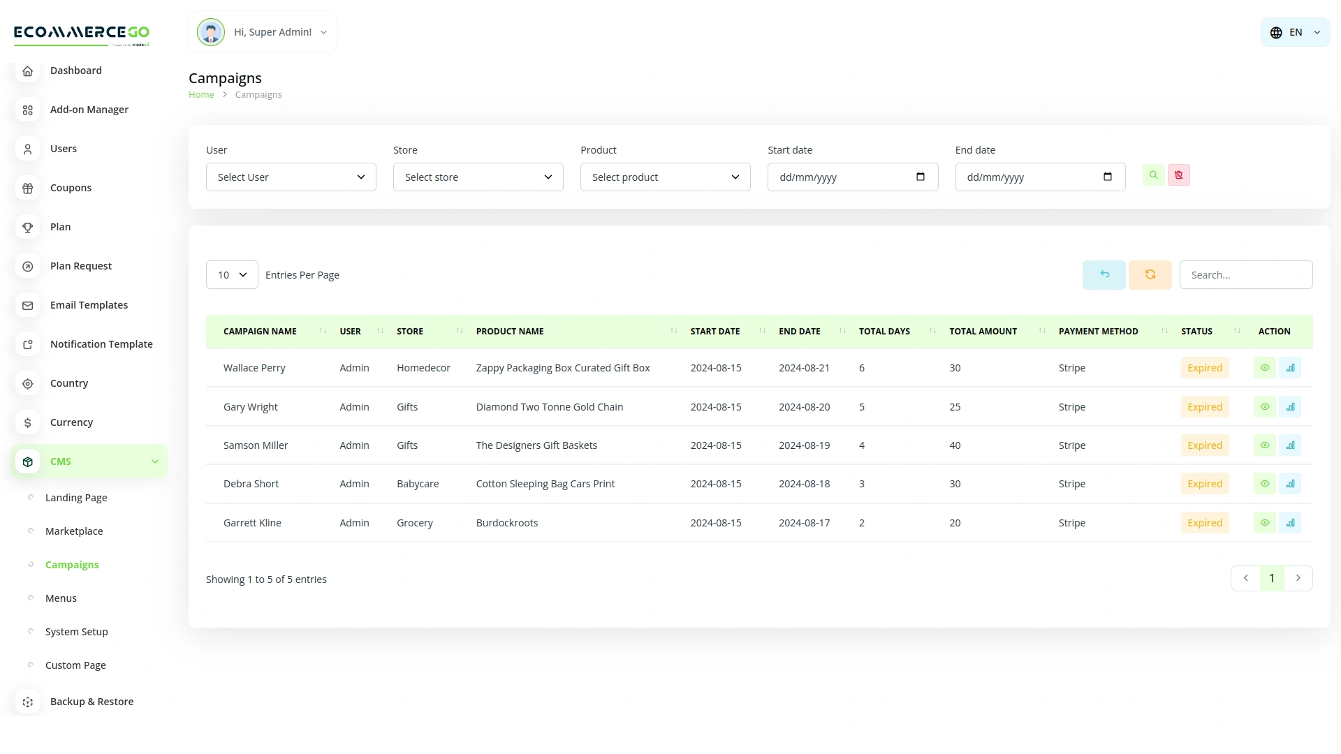 Campaigns – eCommerceGo Add-On