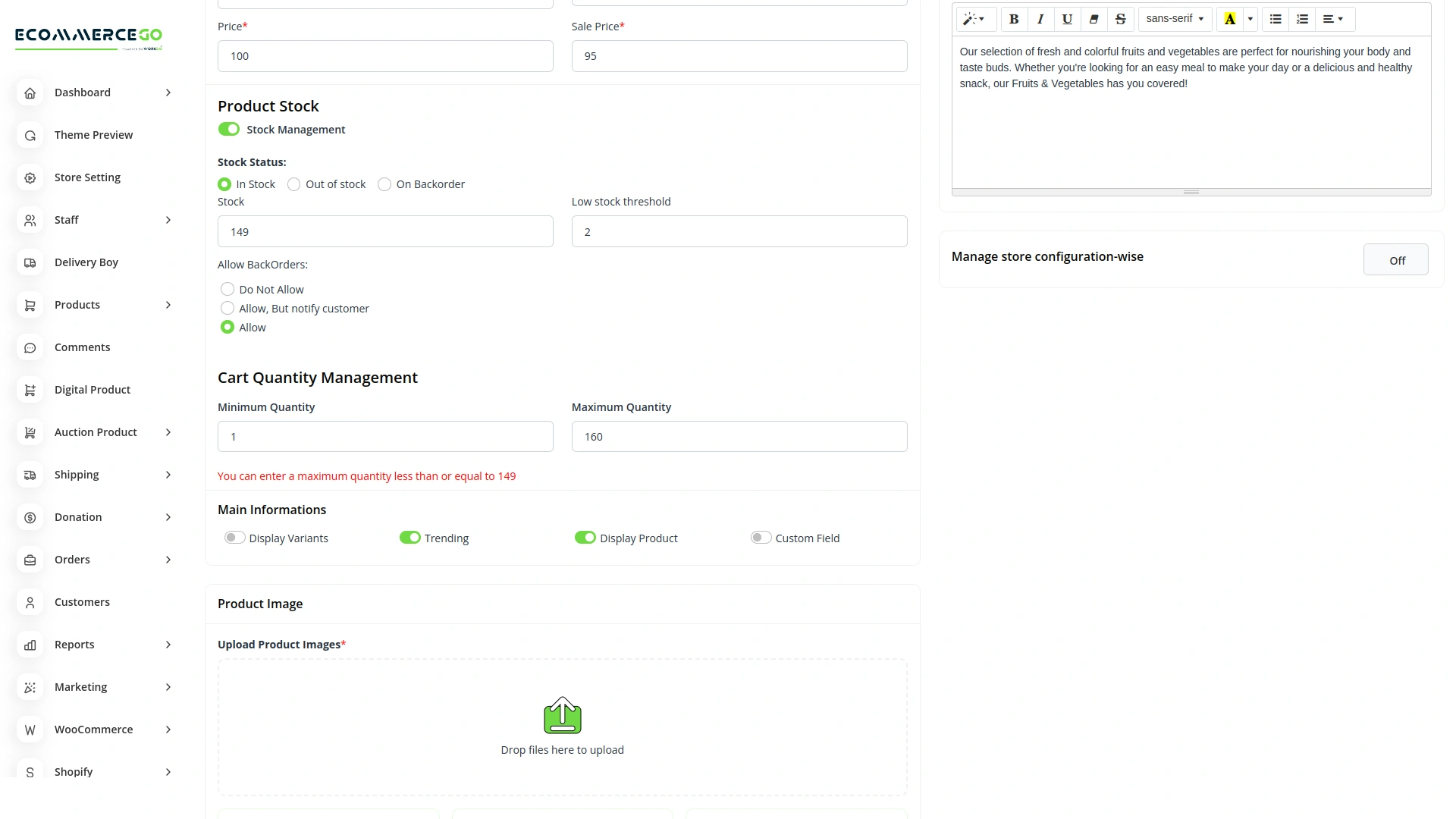 Cart Quantity Control – eCommerceGo Add-On