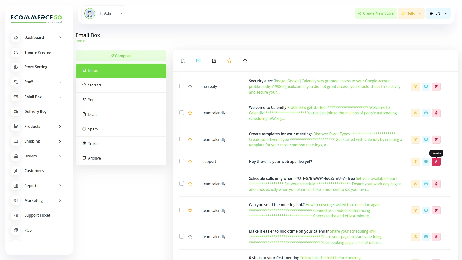 EMail Box – eCommerceGo Add-On