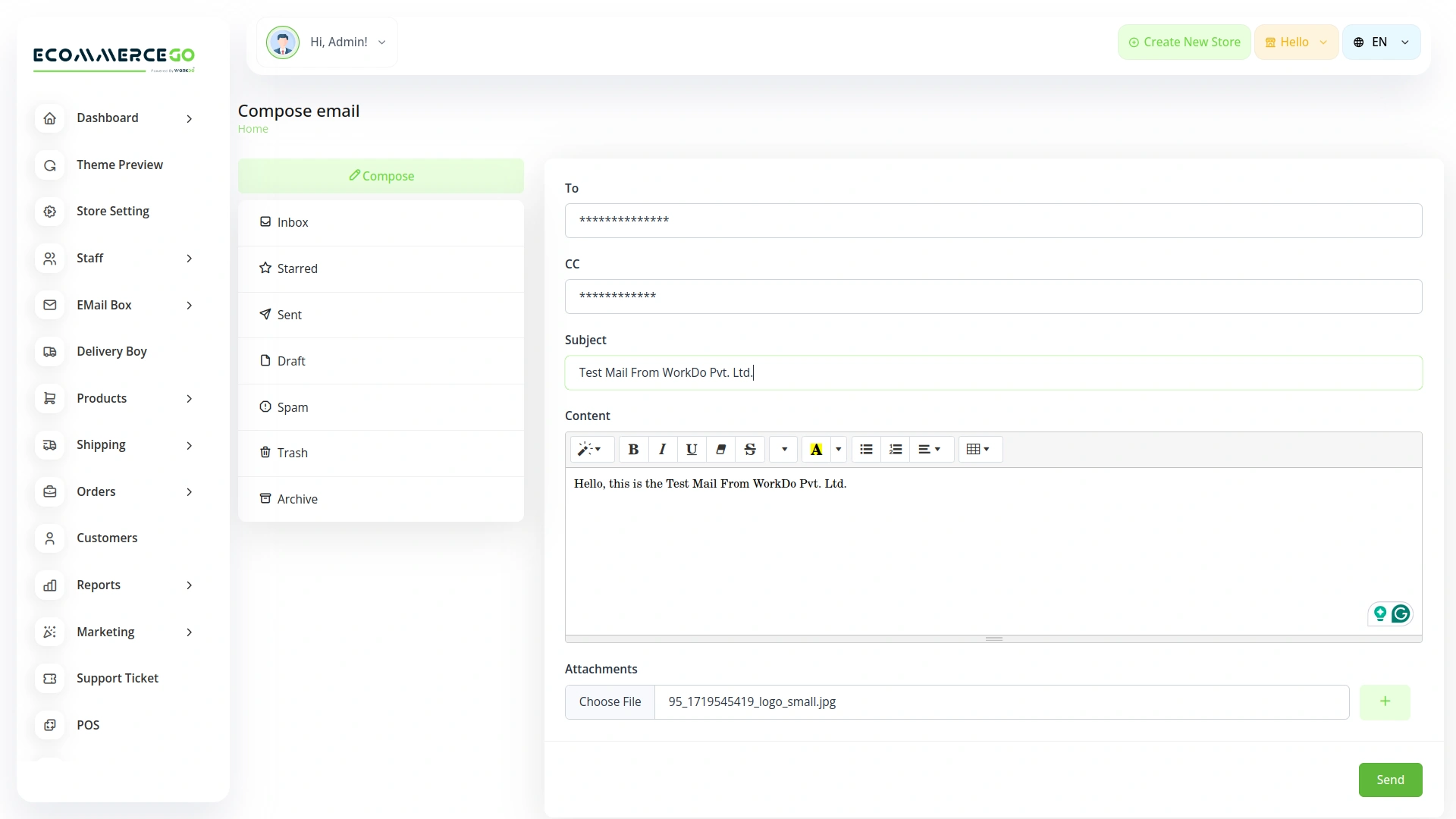 EMail Box – eCommerceGo Add-On
